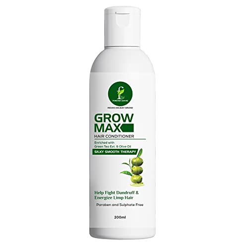 Forever Leaves Grow Max Hair Conditioner - Anti Dandruff Treatment for Men & Women with Green Tea Extract & Olive Oil (200ml) | Deep Hair Repair & Nourishment for Dry, Damaged Hair - Perfect for Daily Use & Scalp Care