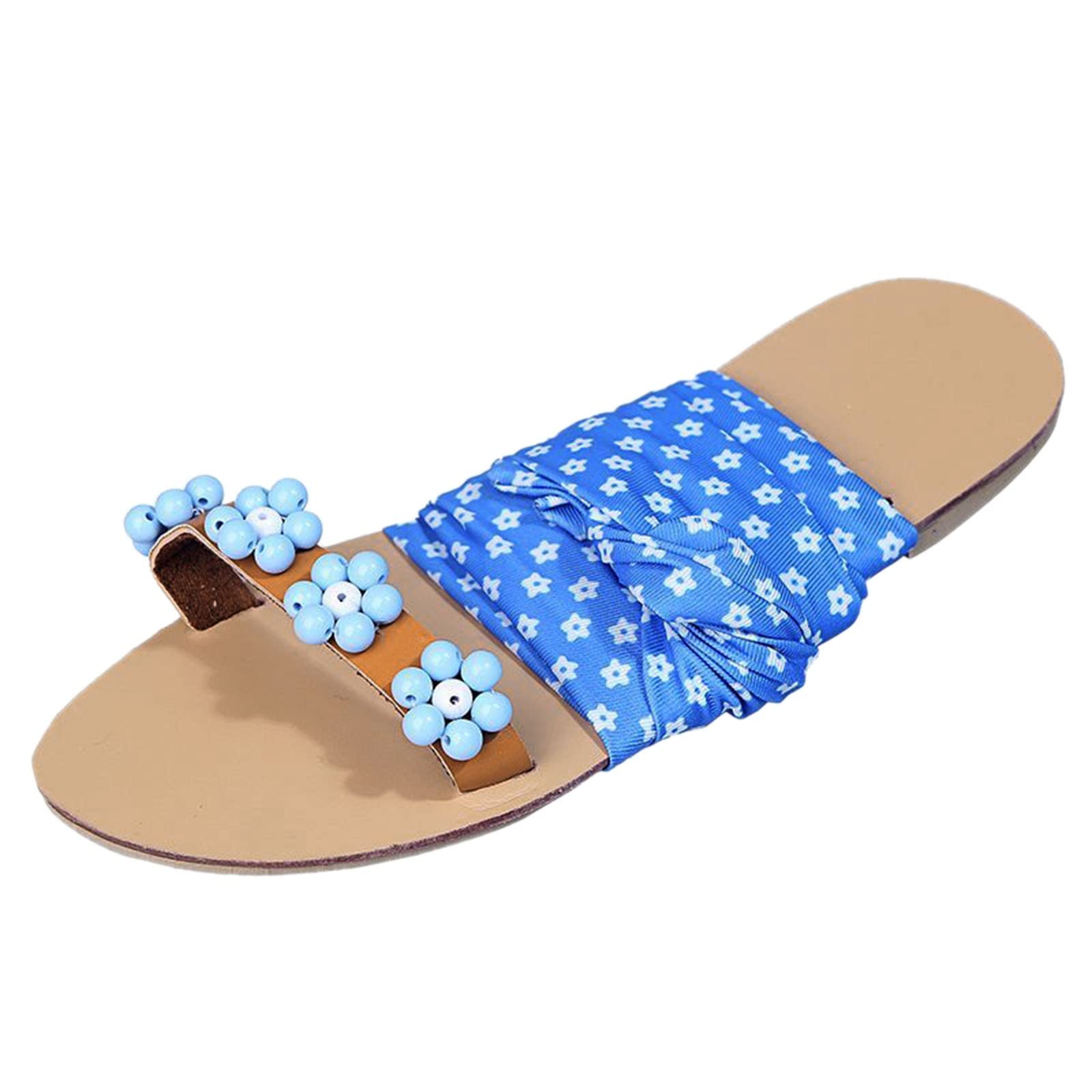 Breathable Spring Flower Strap Flat Bohemian Open-Toe Women's Sandals - Comfortable Summer Casual Shoes for Beach, Vacation & Outdoor Walking