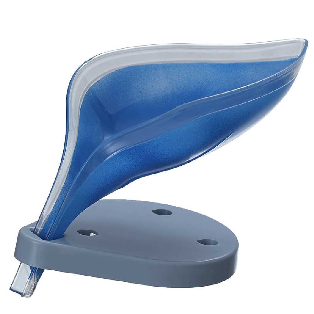 NC Leaf-Shaped Soap Box - Bathroom Soap Holder Dish with Storage Tray - Modern Soap Case for Bathroom Organization - Blue Bathroom Accessories - Perfect for Spa, Guest Bathrooms & Vanity Decor