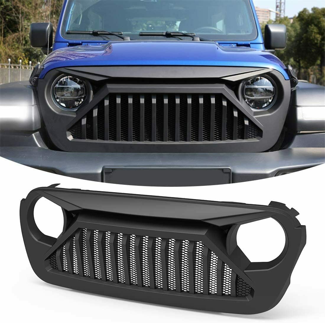 Angry Eyes Grill Replacement for 2018-2022 Jeep Wrangler JL & 2020+ Gladiator JT - Durable Aftermarket Front Grille Upgrade for Off-Road & Custom Look