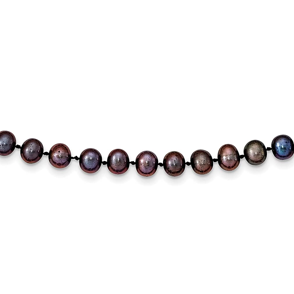 14K Yellow Gold 7mm Black Round Freshwater Cultured Pearl Pendant Necklace for Women - Elegant Fine Jewelry Gift for Her, Perfect for Weddings, Anniversaries & Special Occasions