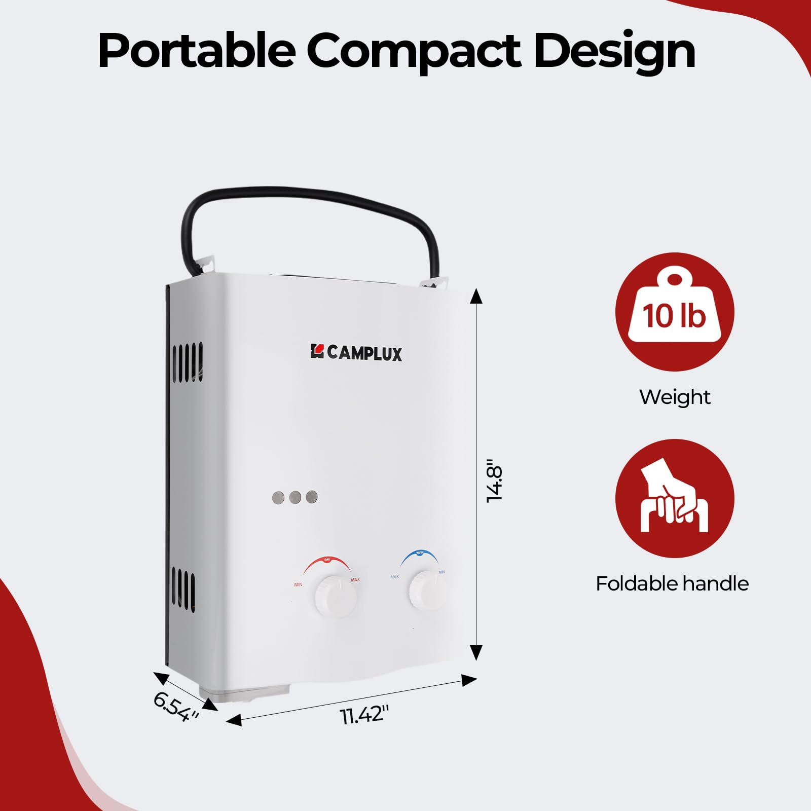Camplux 5L 1.32 GPM Outdoor Portable Propane Tankless Water Heater with 1.2 GPM Pump - Instant Hot Water for Camping, RV, Off-Grid Living & Outdoor Showers