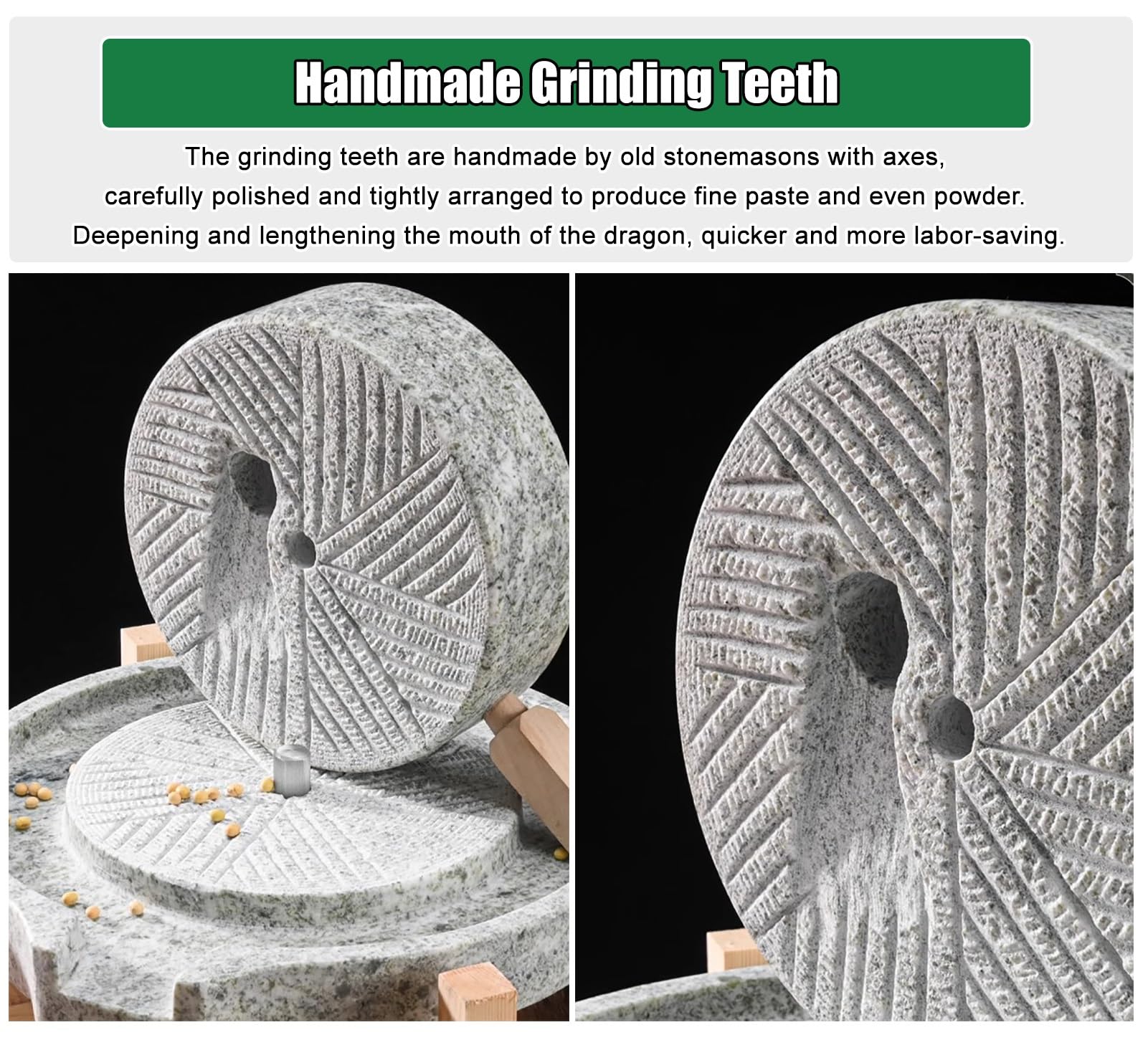 Premium Hand Grain Mill Stone Grinder - Wet & Dry Bluestone Mill for Wheat, Rice, Beans & Spices | Home Kitchen Flour Grinder for Fresh Powder | Perfect for Baking, Camping & Emergency Food Prep