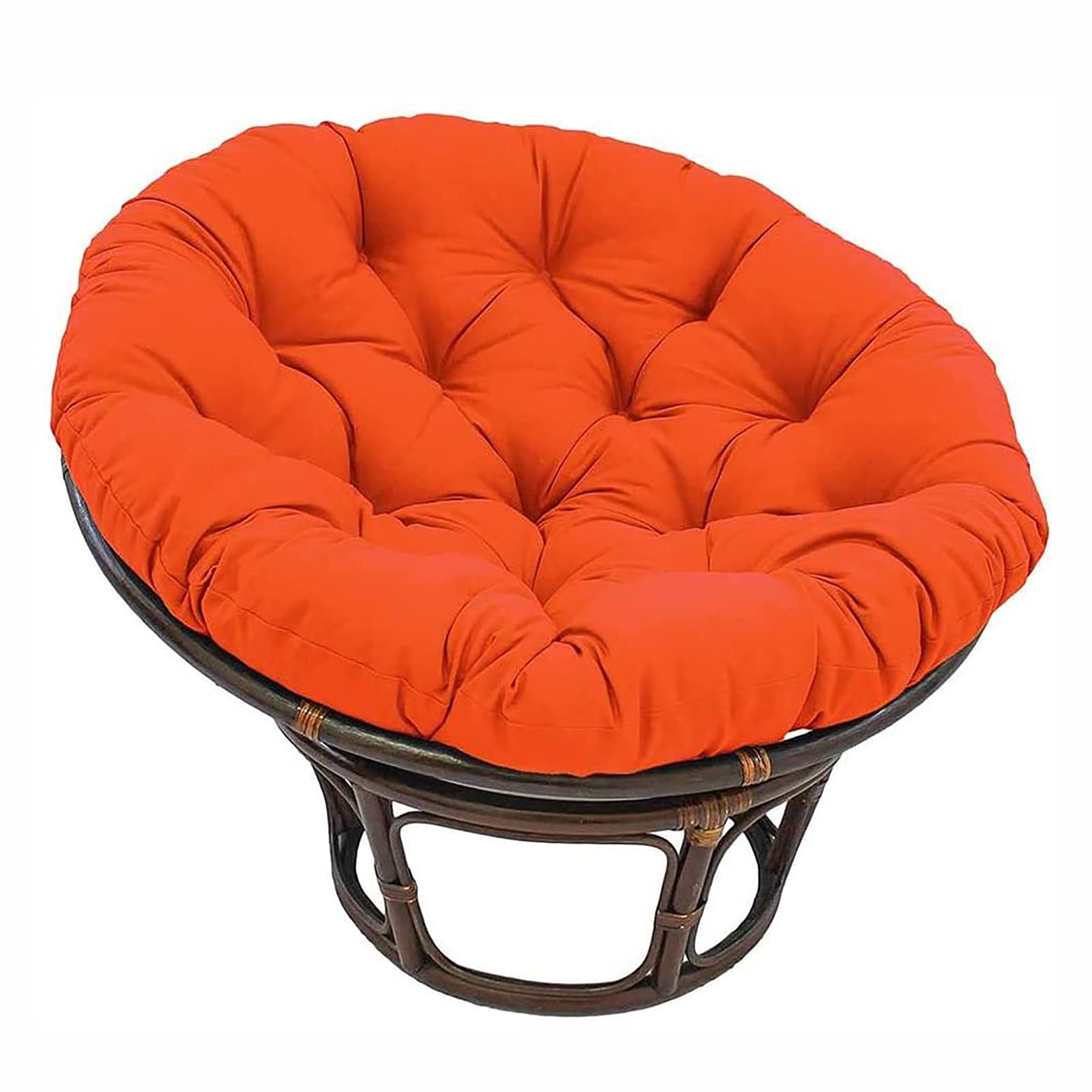 Round Papasan Patio Chair Cushion with Positioning Straps - Thickened Egg Seat Pad for Hammock & Swing Chairs - Non-Slip, Washable Indoor/Outdoor Use (Orange, 100x100cm) - Perfect for Porch, Garden, and Backyard Relaxation
