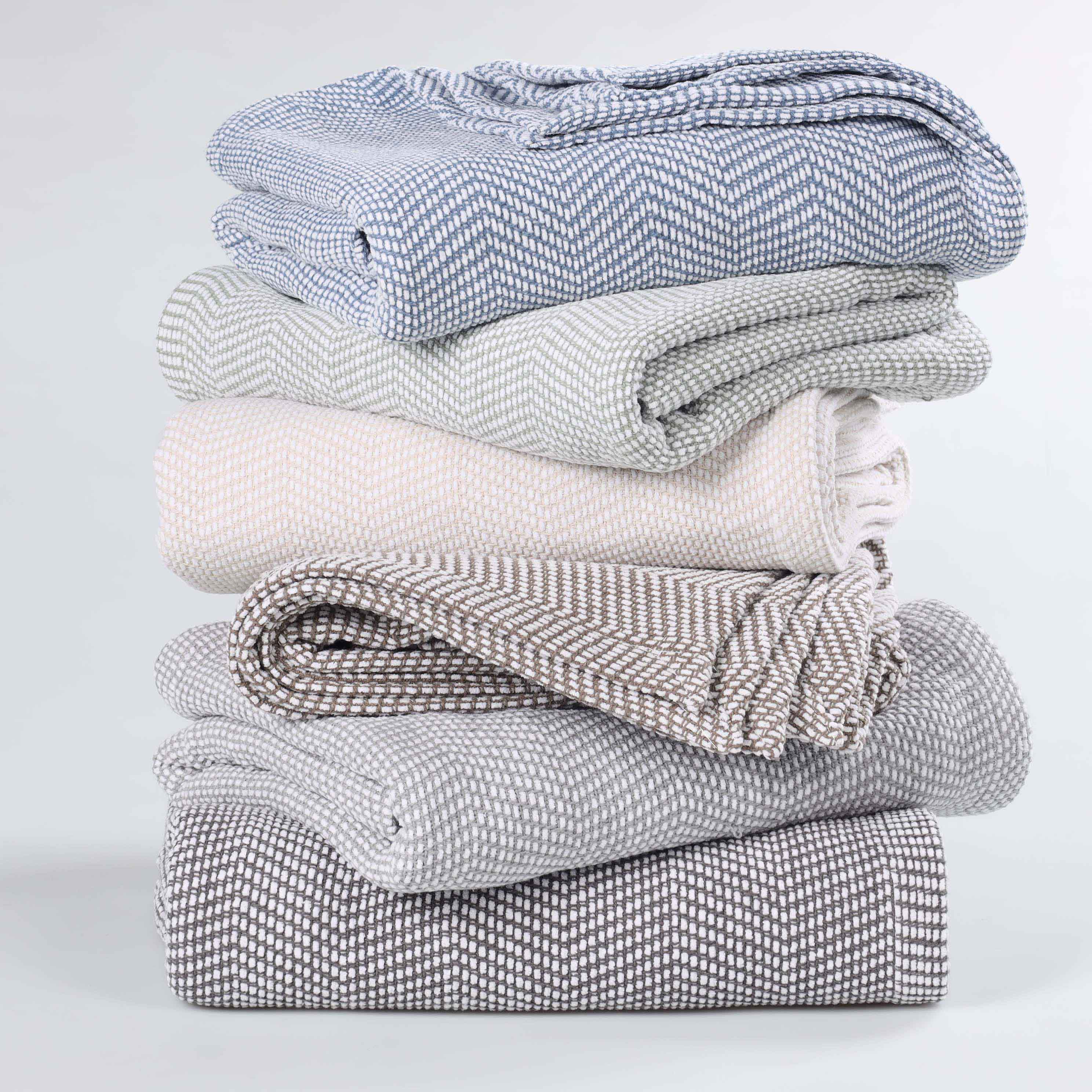Premium Maya Chenille Herringbone Cotton Blanket - Medium Weight Soft Throw for Bed, Sofa & Couch - Cozy Home Decor for All Seasons