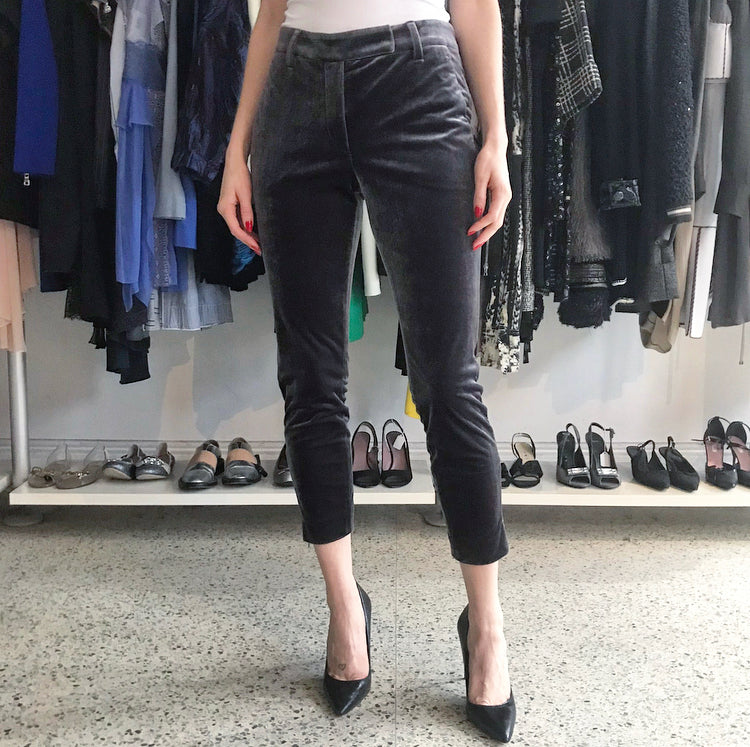 Brunello Cucinelli Grey Velvet Trousers for Men - Luxury Velvet Pants with Elastic Waistband - Perfect for Formal Events & Winter Weddings