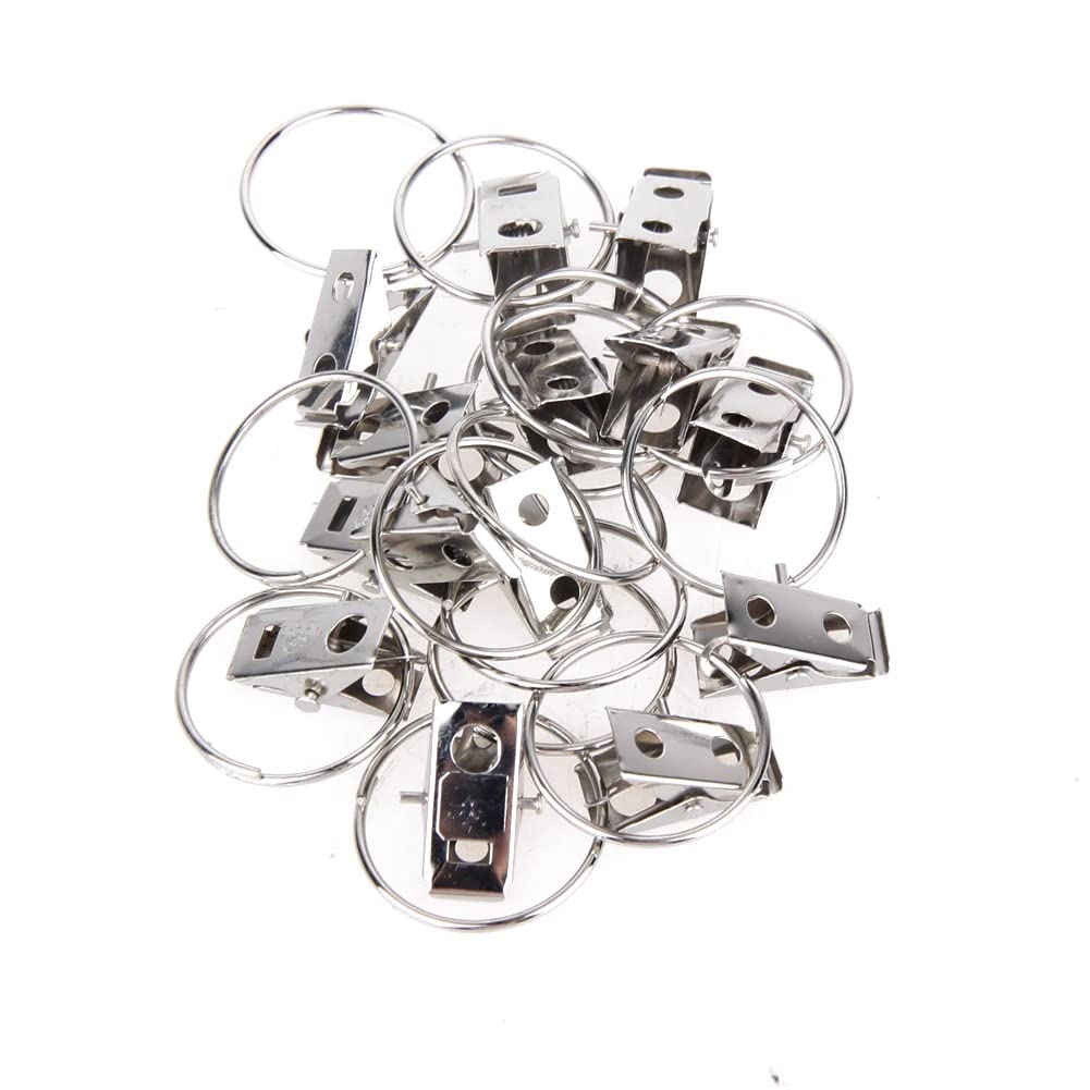 20pcs Stainless Steel Curtain Buckle Clips - Heavy Duty Drapery Rings for Shower Curtain Rods & Window Treatments - Perfect for Bathroom, Bedroom, and Home Decor (Pack of 20)
