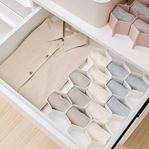 Arinda Adjustable Honeycomb Drawer Organizer - DIY Clapboard Divider for Underwear, Socks, Bras, Ties, Belts & Scarves Storage | Perfect for Baby Clothes, Jewelry & Home Organization