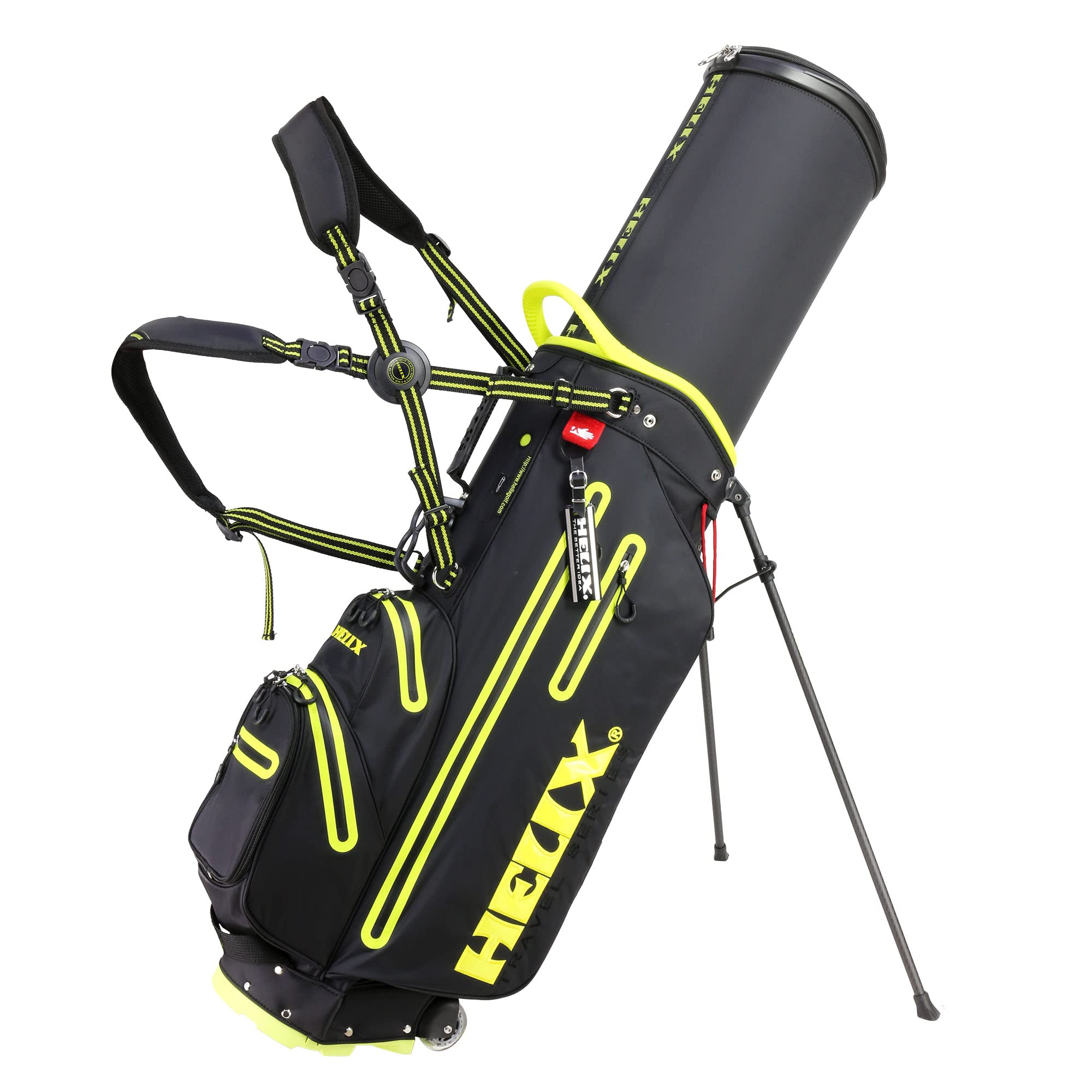Helix Golf Stand Bag with Retractable Stand & 6-Way Dividers - Lightweight Carry Golf Bag with Backstrap Shoulder Strap & Travel Wheels - Perfect for Golf Courses, Driving Range & Travel