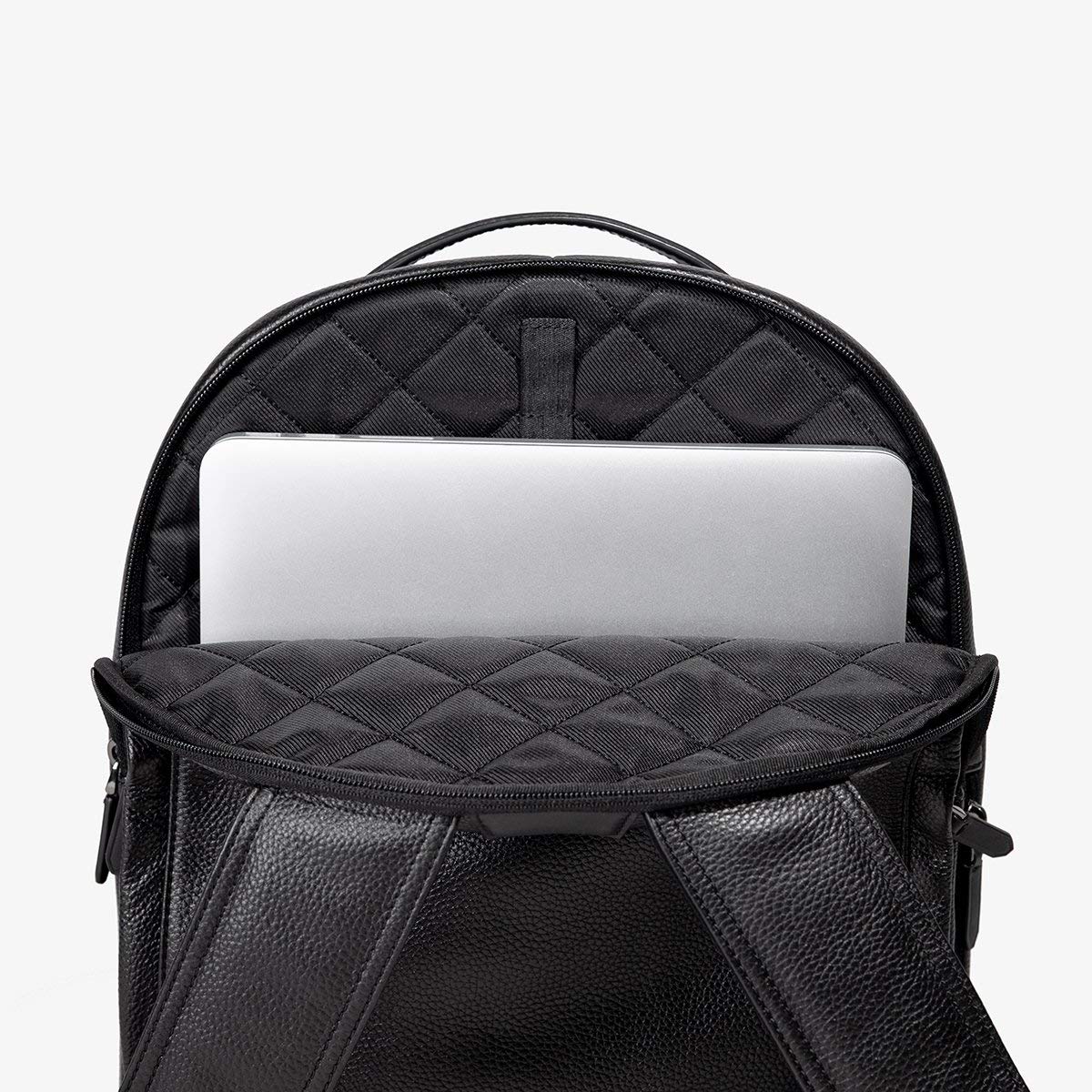 Hook & Albert Premium Black Leather Work Backpack for Men & Women - Durable Laptop Business Bag for Office, Commuting & Travel