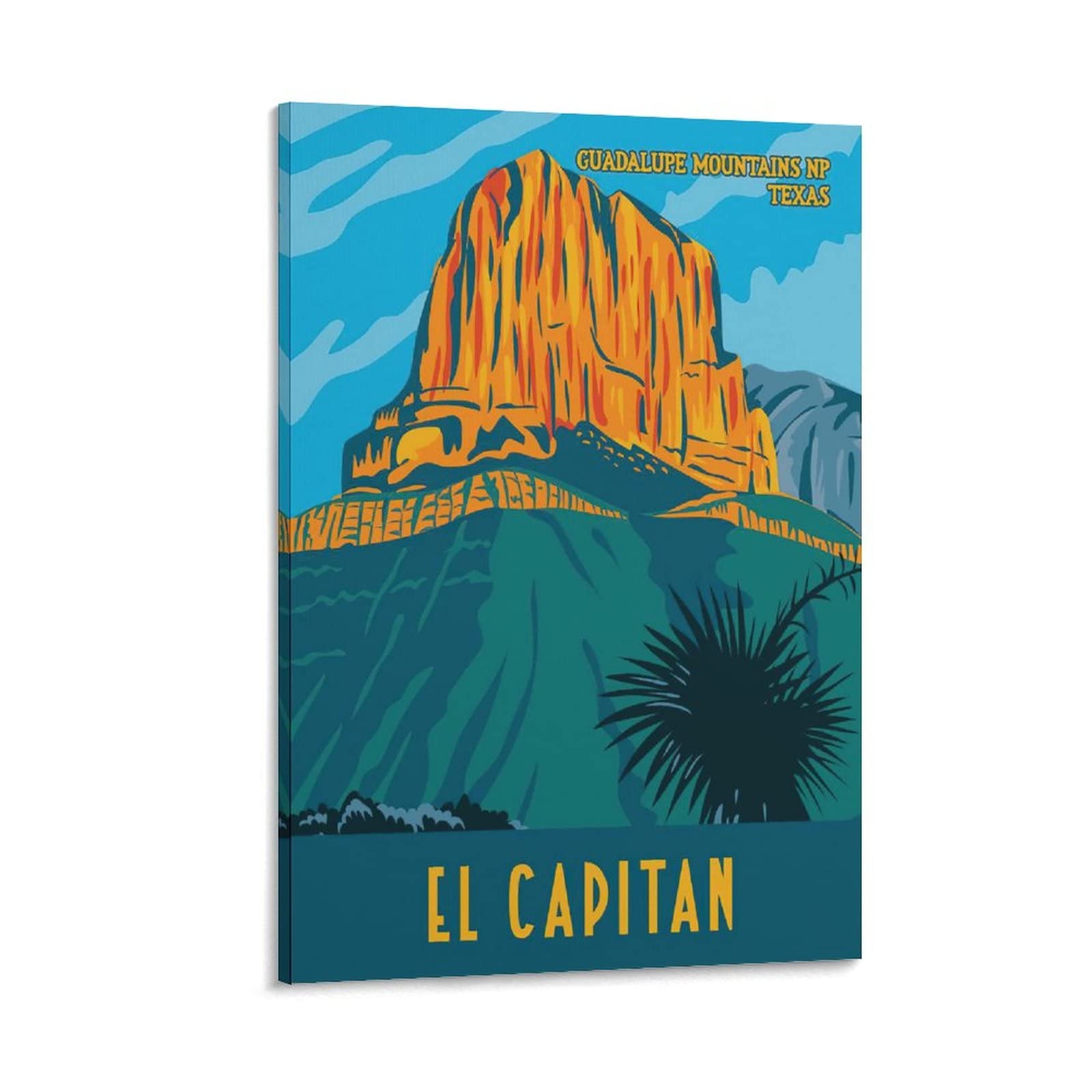 Guadalupe Mountains Texas Vintage Travel Poster - El Capitan Canvas Wall Art Print (24x36 inches, 60x90cm) - Western Decor for Living Room, Bedroom, Office & Cabin - Perfect for Southwest Style Home Decor & Travel Enthusiast Gifts