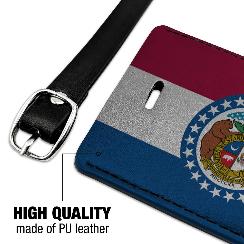 Missouri State Flag Leather Luggage Tag - Rectangle ID Card Holder for Suitcase & Carry-On Bags | Perfect for Travel Identification & Personalized Gift