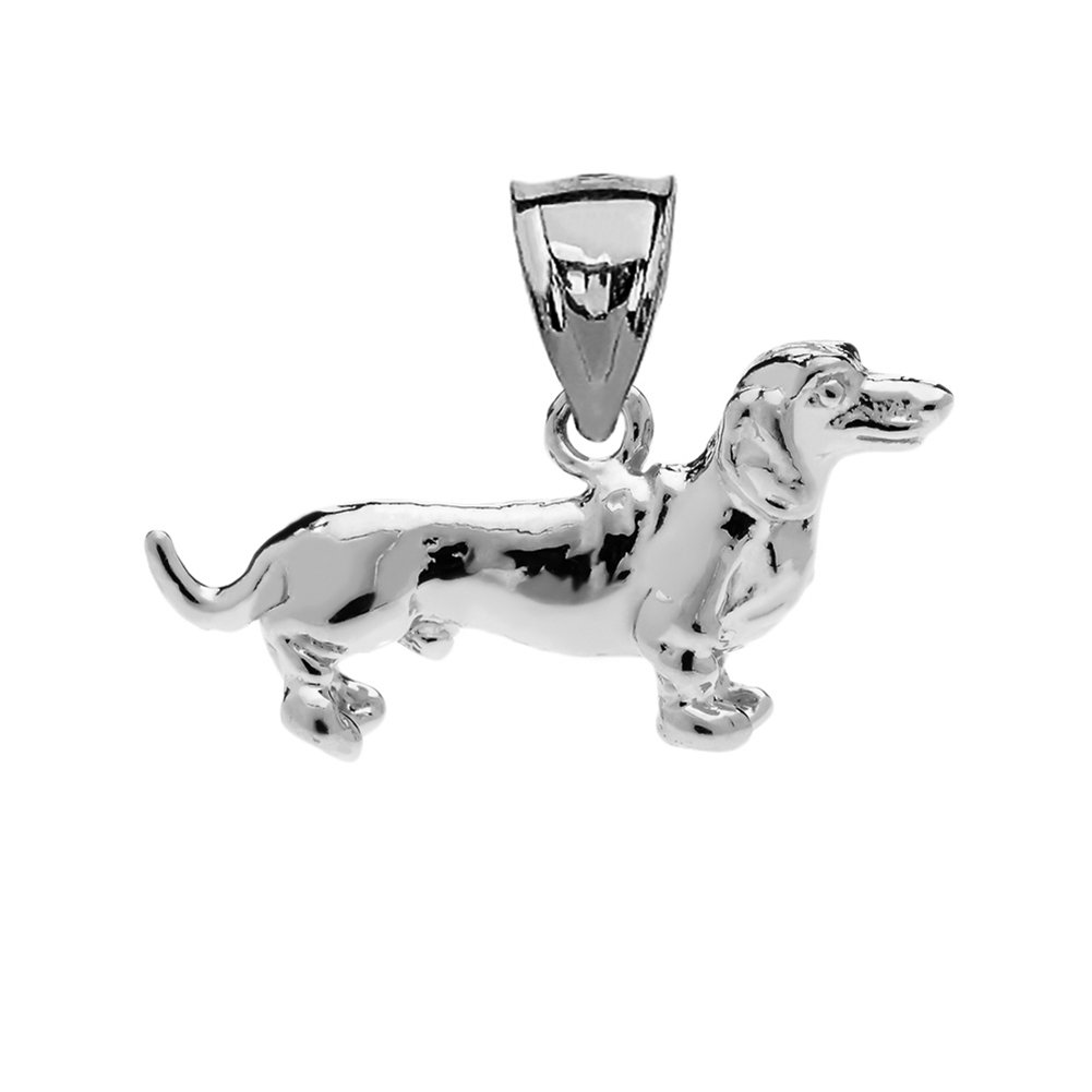 14K White Gold Dachshund Charm Pendant Necklace for Women - Elegant Dog Lover Jewelry Gift for Birthday, Anniversary & Valentine's Day - Perfect for Casual Wear, Date Nights & Special Occasions