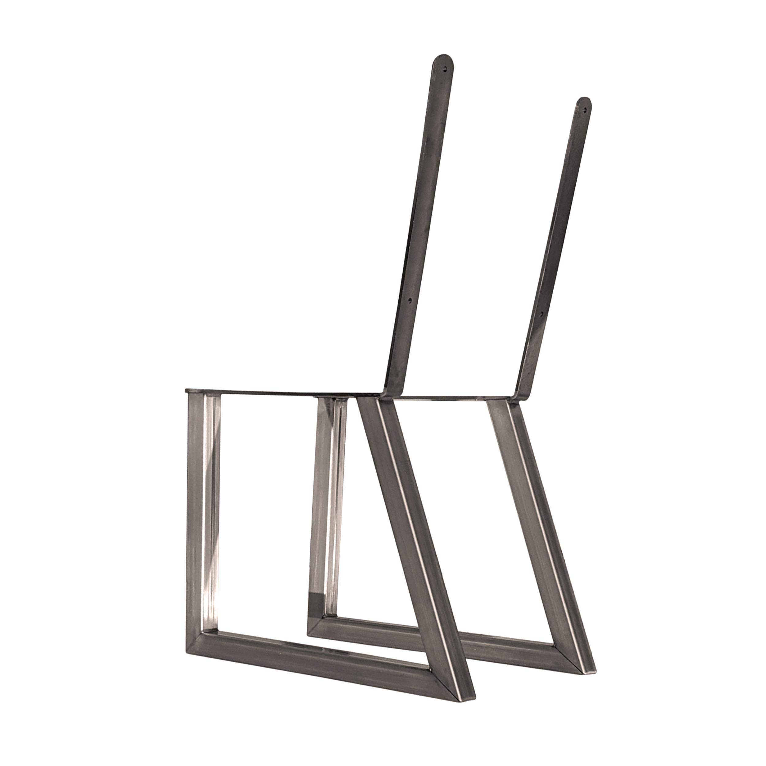 Raw Steel Bench Legs with Back Rest - Heavy Duty Pair for Outdoor Patio, Garden, and Deck Furniture