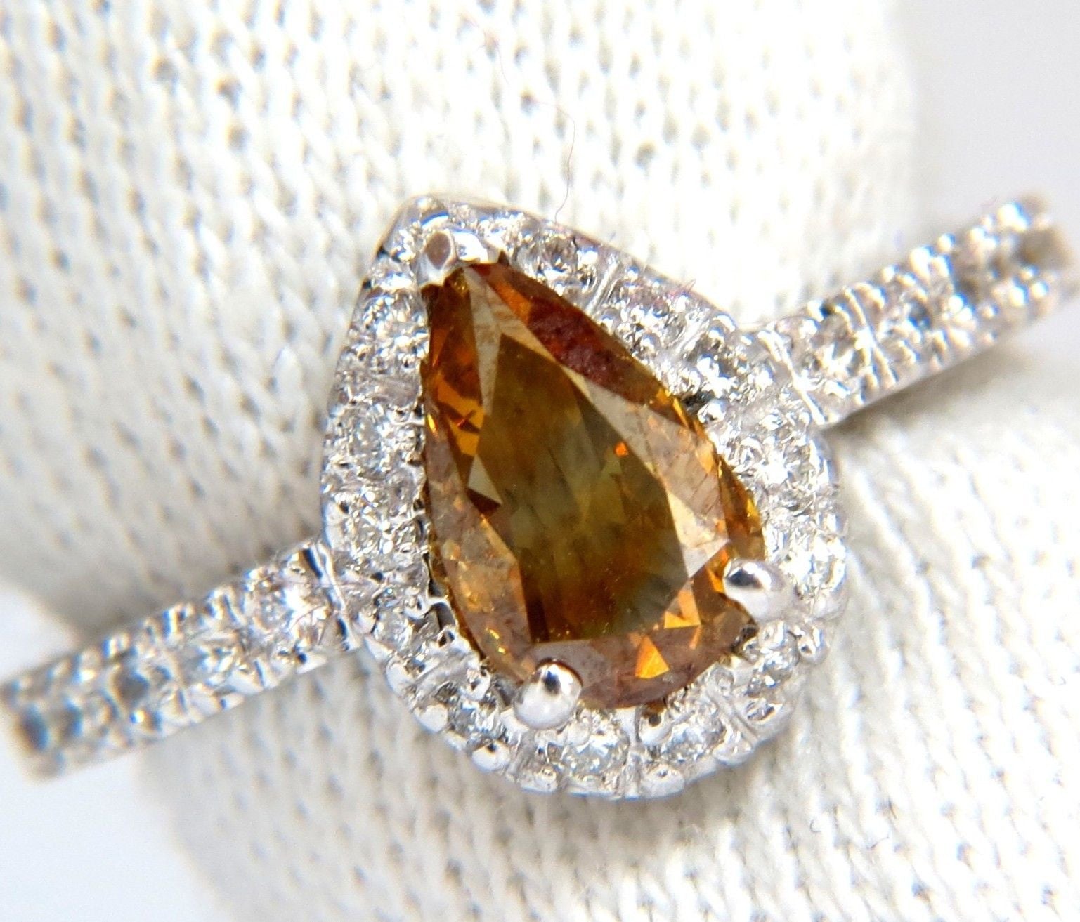 1.60ct Natural Fancy Yellow Brown Diamond Halo Ring in 14K Gold - Elegant Engagement, Wedding & Anniversary Jewelry Gift