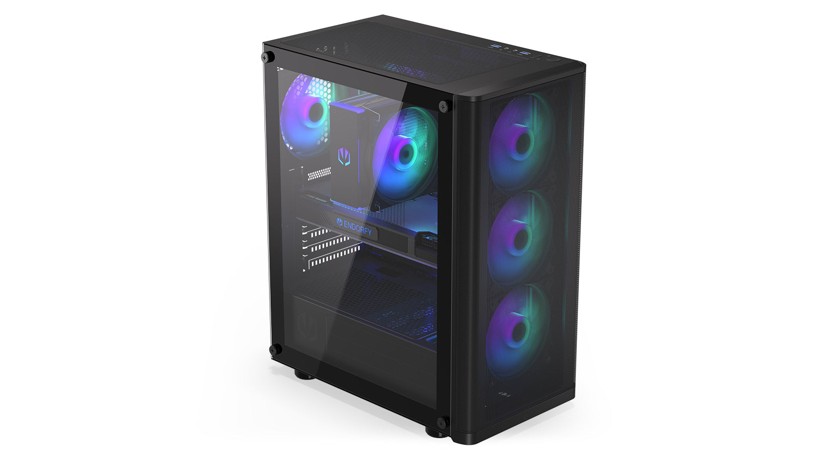 Endorfy Ventum 200 ARGB ATX Mid Tower PC Gaming Case - High Airflow Tempered Glass Design with RGB Lighting (EY2A014) - Perfect for Gaming Rigs & Custom PC Builds