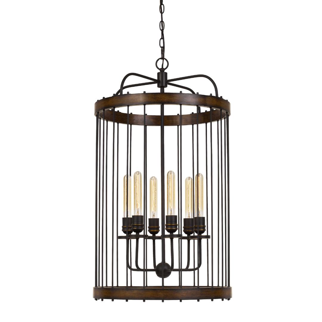 Cal Lighting Cantania 60W X 6 Metal Pendant Light Fixture - Modern Industrial Ceiling Lighting for Kitchen Island, Dining Room, and Restaurant Decor