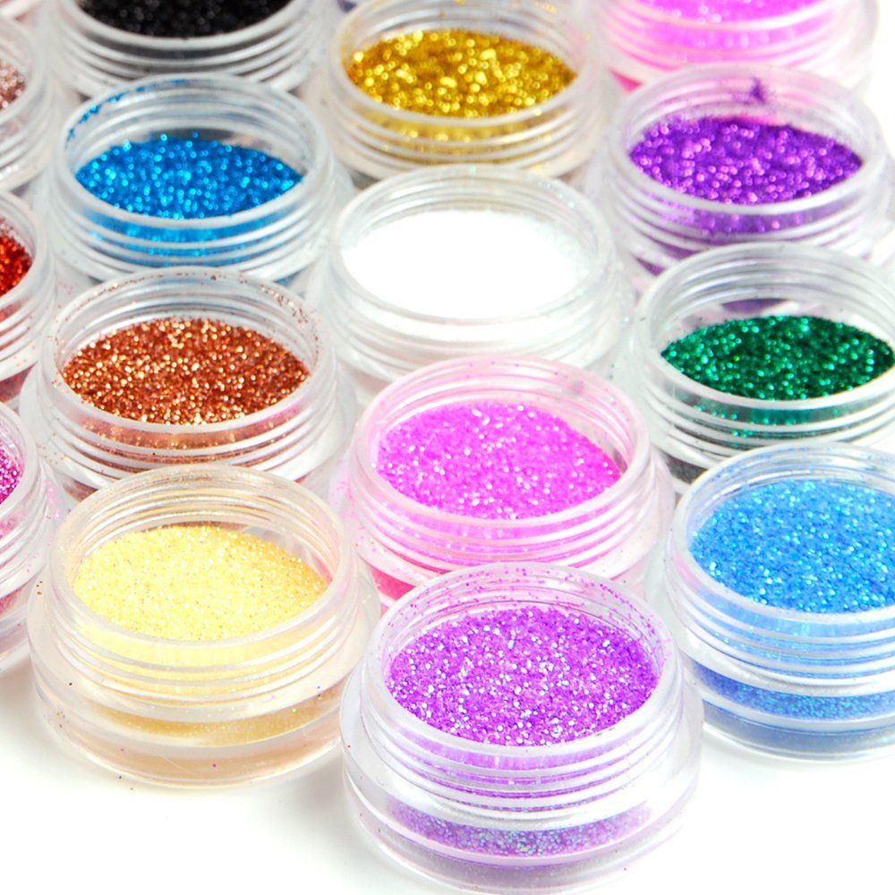 ZENUTA Set of 45 Glitter Powder Pots for Nail Art, Makeup & Nail Decoration - Perfect for DIY Manicures, Party Nails & Creative Beauty Designs