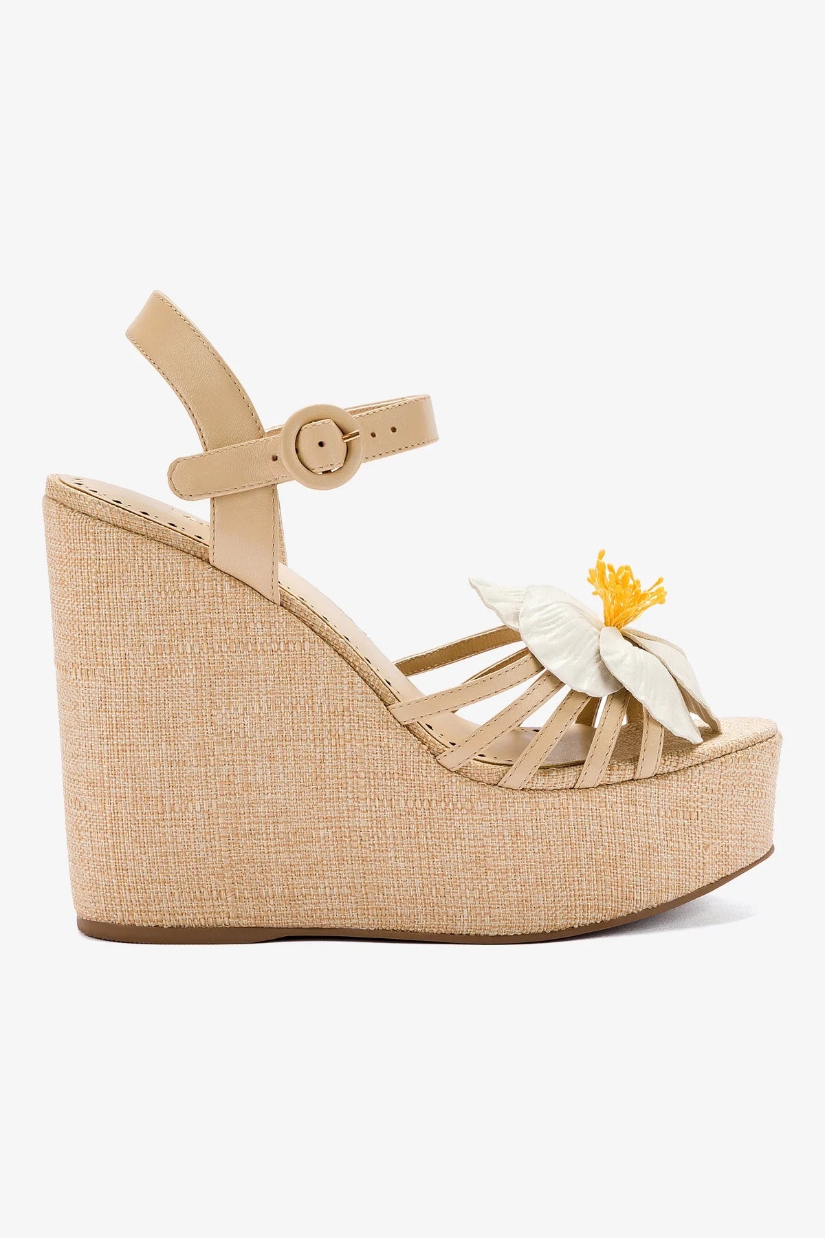 Magnolia Wedge Sandals in Ivory Leather - Comfortable Women's Casual Shoes for Summer Outfits & Beach Wear