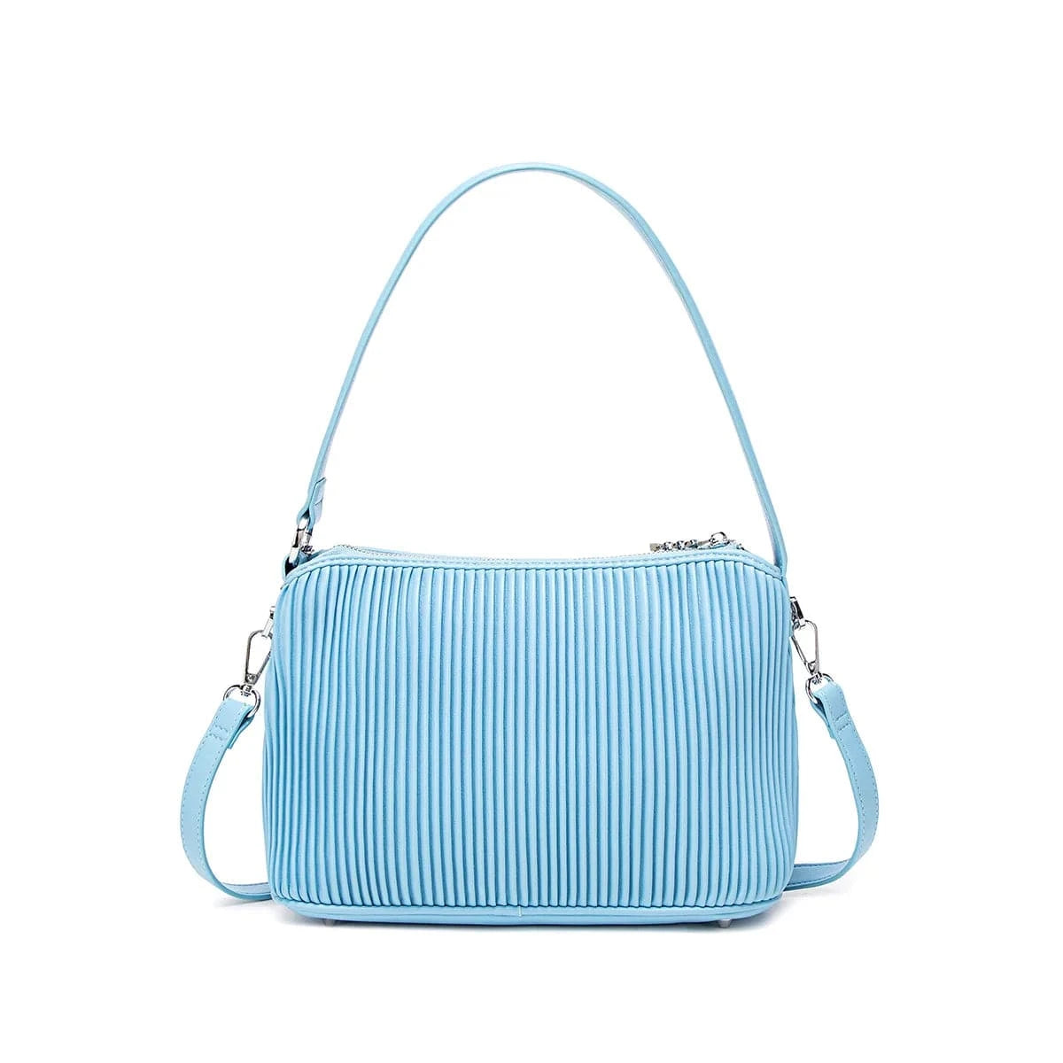 Ella Vegan Leather Crossbody Bag for Women | Light Blue Pleated Handbag | Perfect for Work, Travel & Everyday Use