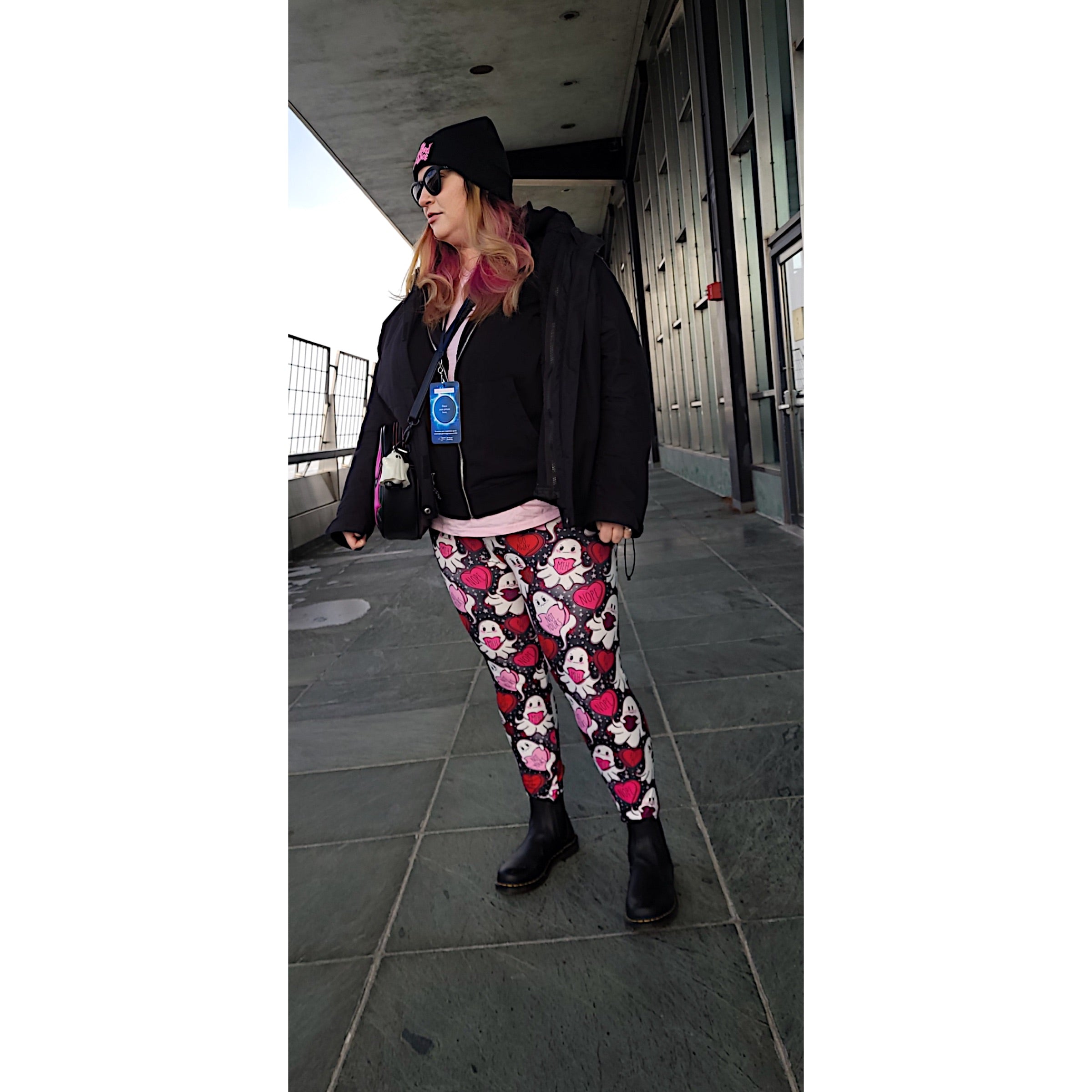 Handcrafted Ghost Hearts Valentine's Day Leggings - Vibrant Anti Love Ghosties Semi-Exclusive High Quality Yoga Pants for Women | Perfect for Valentine's Gifts, Cosplay & Festival Outfits