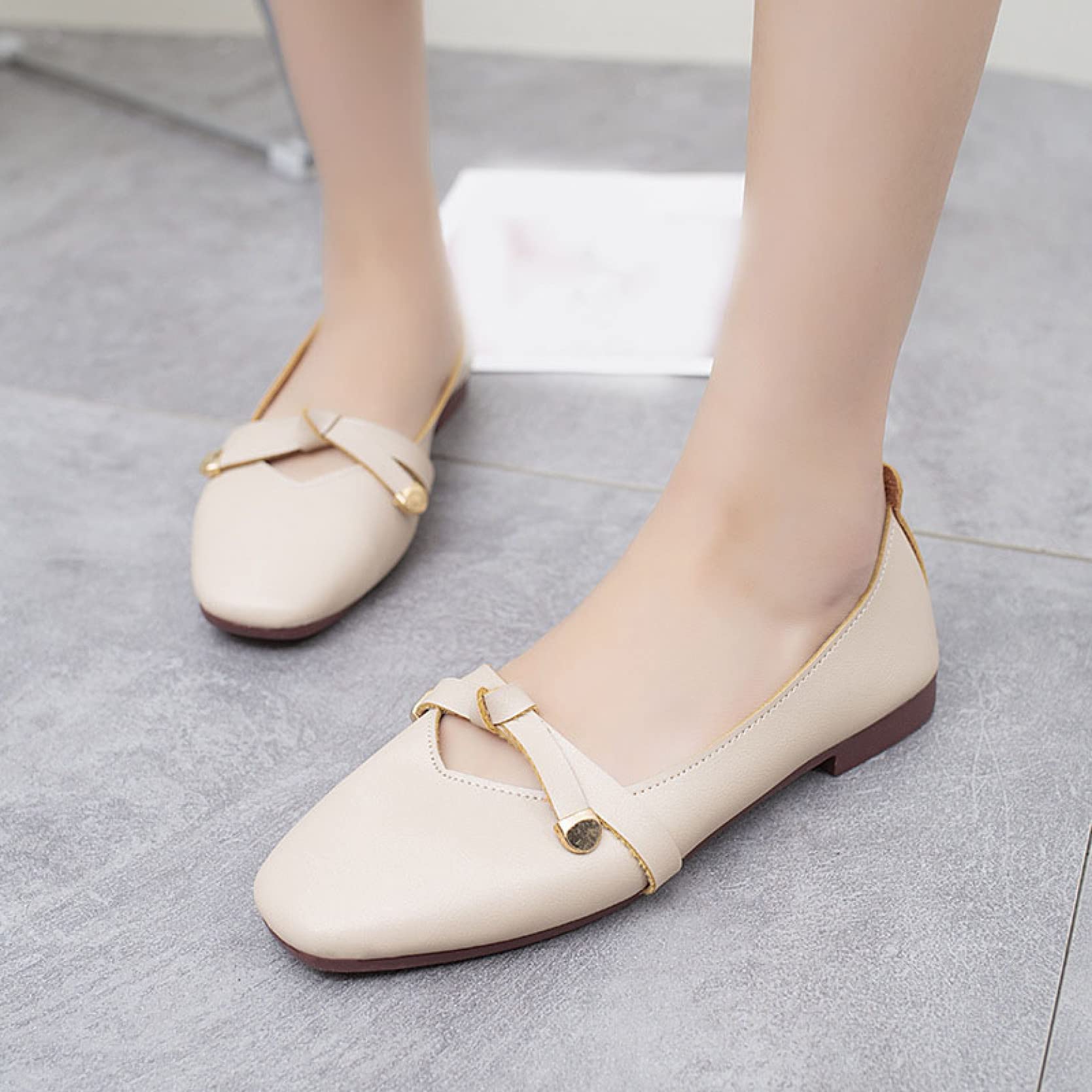 Women's Lightweight PU Square Toe Loafers - Stylish Bow-Knot Slip-On Flats for Everyday Wear | Perfect for Office, Casual Outings & Travel