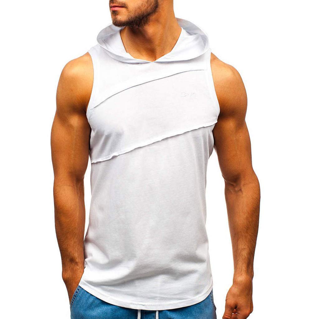 Men's Sleeveless Striped Hooded Vest - Contrast Patchwork Design in Lavender | Casual Streetwear & Layering Essential for Spring/Summer Outfits