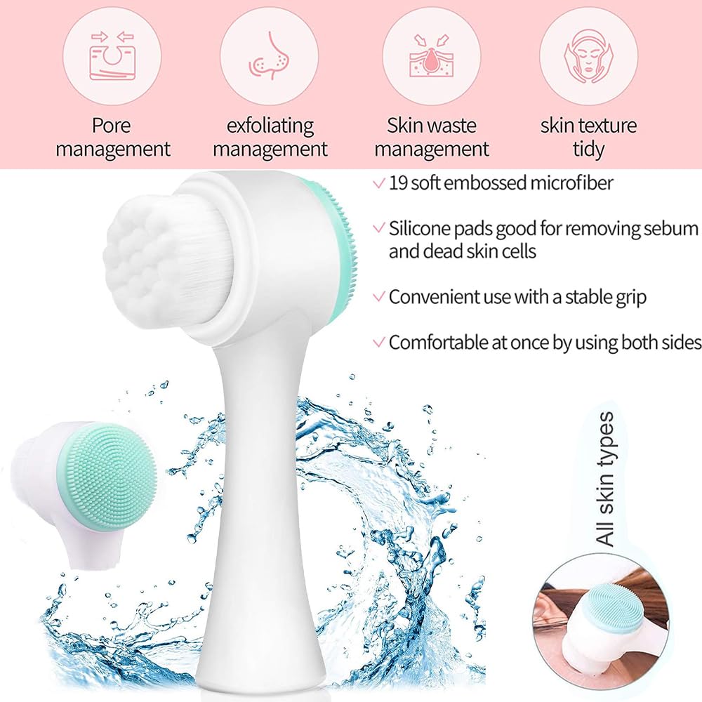 **Soft Silicone Facial Cleansing Brush - Gentle Exfoliating for Blackhead Removal & Skin Brightening - Ergonomic Travel-Friendly Design - Pack of 1 (Blue) - Perfect for Daily Skincare & On-the-Go Beauty Routine**