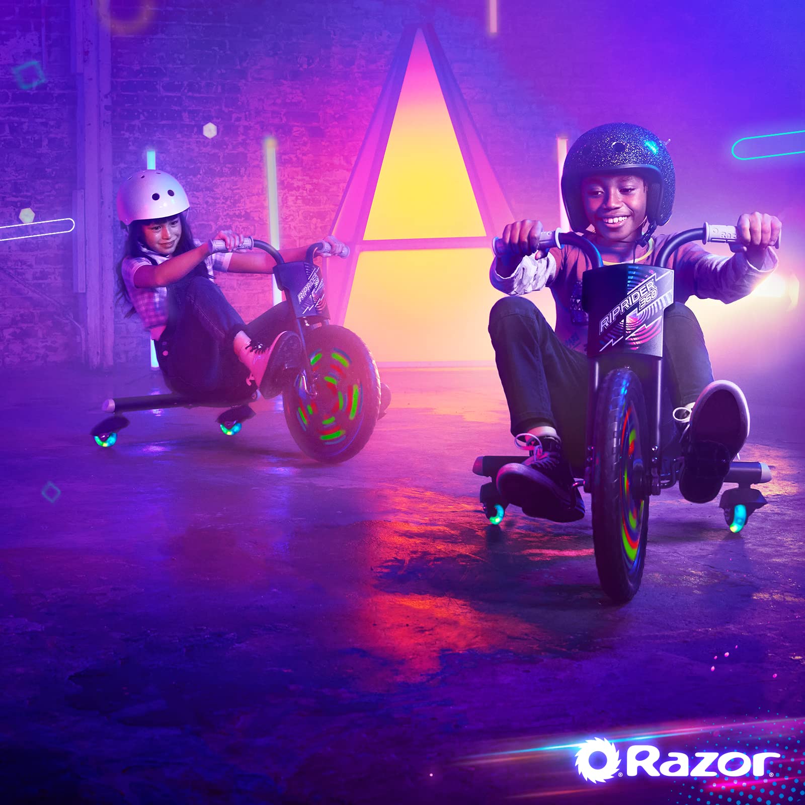 Razor RipRider 360 Lightshow Drifting Tricycle for Kids - Black - 3-Wheel Scooter with LED Light Show - Perfect for Outdoor Play, Backyard Fun & Neighborhood Rides