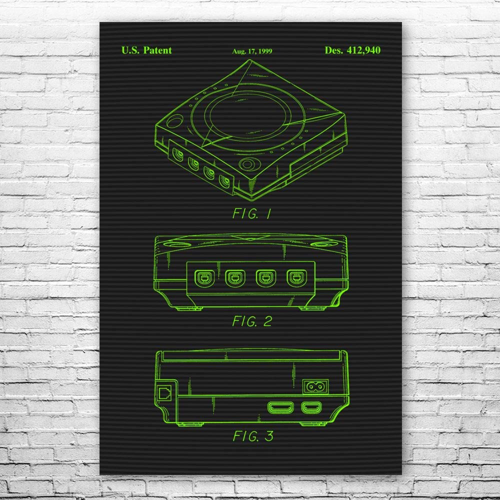 Retro Video Game Console Blueprint Poster Print - 11x14 Inch Gamer Gift & Collector Art - Perfect for Game Room Decor, Man Cave, and Gaming Store Displays