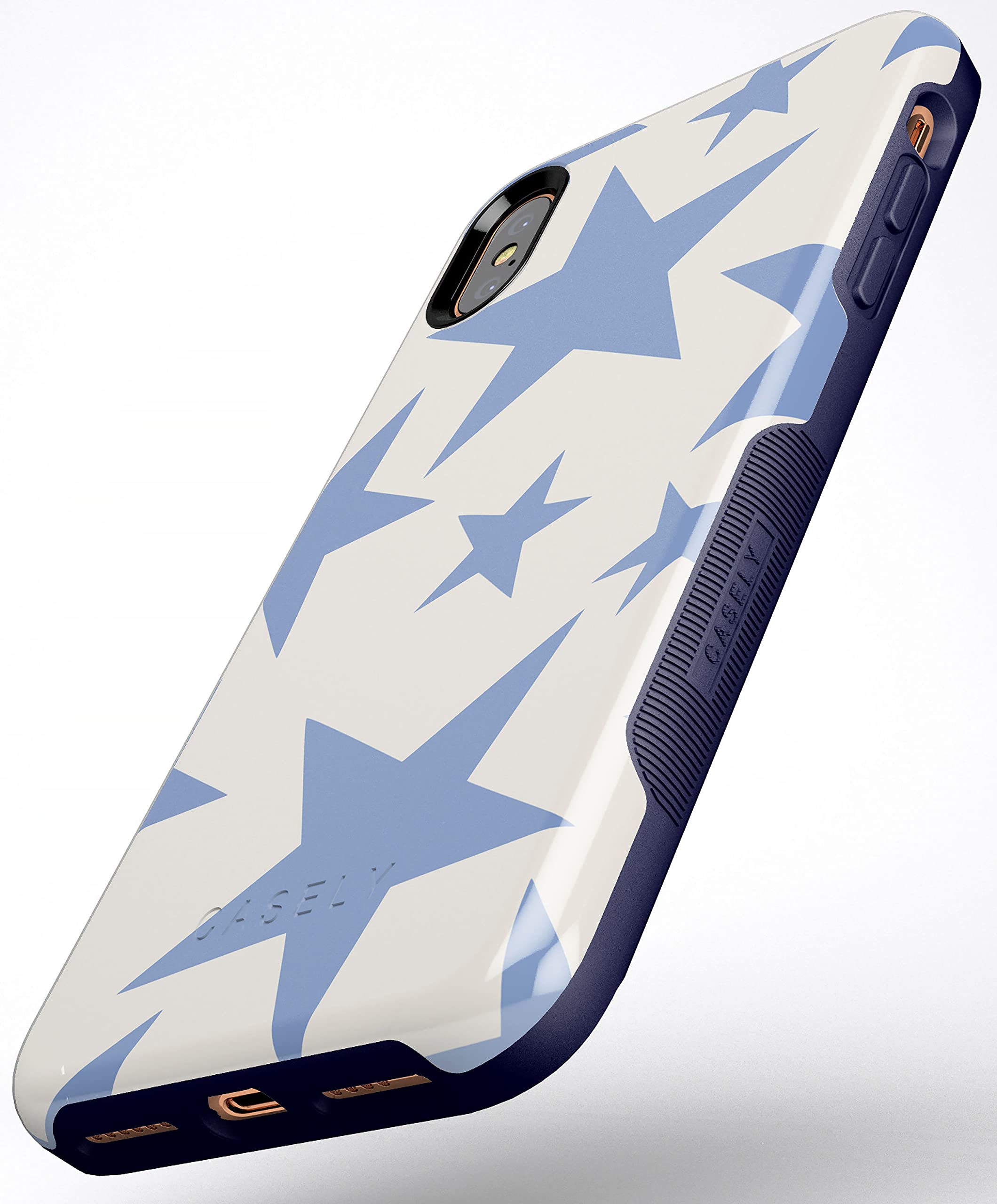 Casely iPhone Xs Max Case - Stars Align Design | Blue & White Star Pattern Protective Cover | Slim Fit Shockproof Phone Case for Everyday Use & Travel Protection