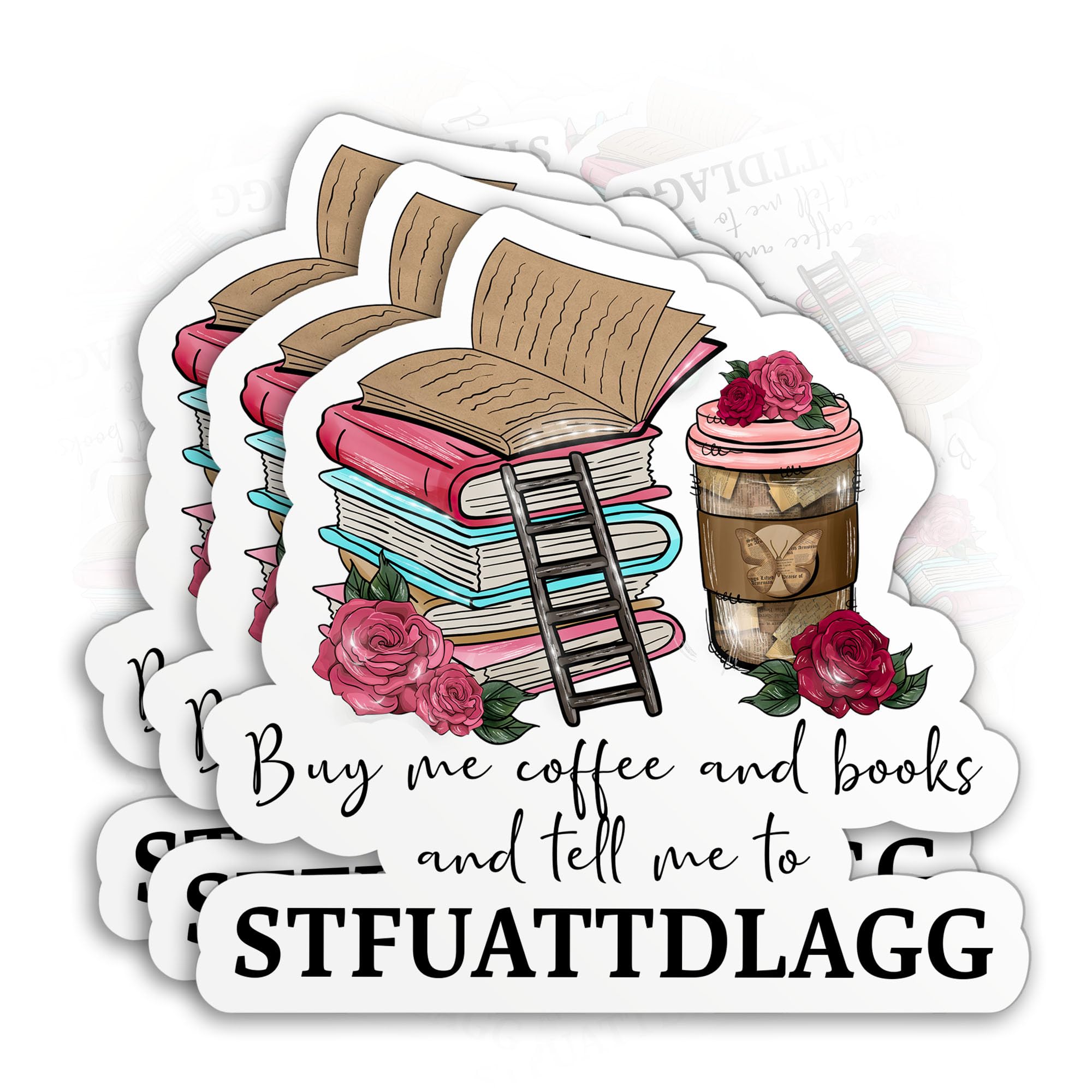 3Pcs Funny 'Buy Me Books and Tell Me to STFU' Vinyl Stickers - 2 Inch Waterproof Die-Cut Decals for Kindle, Laptop, Water Bottle - Perfect Gift for Book Lovers, Birthday & Reading Enthusiasts - Great for Book Clubs, Library Visits & Coffee Shop Study Sessions