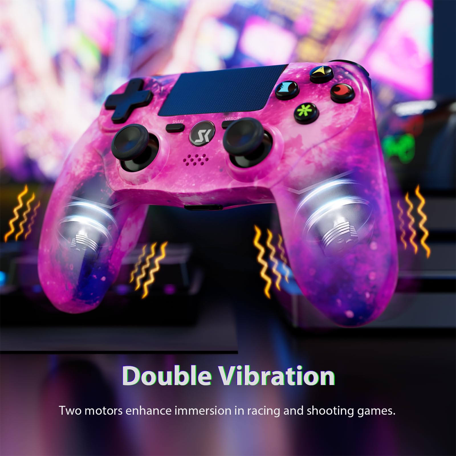 Wireless PS4 Controller Pink - DualShock 4 Gamepad for PlayStation 4/Slim/Pro with Motion Sensor, Vibration, Touch Pad, Built-in Speaker & 3.5mm Audio Jack - Perfect for Gaming, Streaming & Long Play Sessions (800mAh Battery)