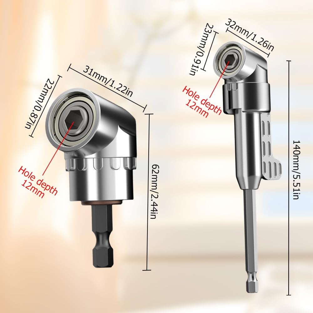 105 Degree Right Angle Drill Adapter (2 Pack) - 2025 Upgraded Multi-Function Bend Screwdriver Bit & Corner Tool for Tight Spaces | Perfect for Plumbing, HVAC, Automotive Repairs & DIY Home Projects