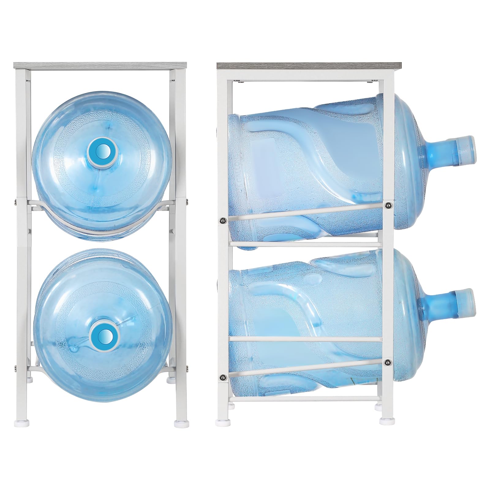 LIANTRAL 5 Gallon Water Bottle Holder with Storage Shelf - Heavy Duty Water Jug Rack Stand Organizer for Office, Kitchen, Living Room - Space Saving Grey (Perfect for Home, Office & Commercial Use)