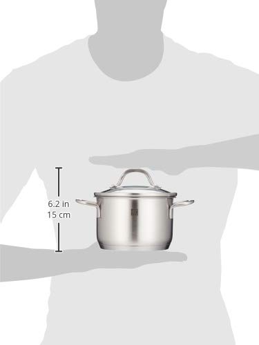 Zwilling J.A. Henckels Japan 5.5-inch Stainless Steel Stock Pot with Glass Lid & 6.3-inch Nonstick Frying Pan - 2-Piece Cookware Set for Soup, Stew, and Frying - PFOA-Free Fluorine Resin Coated Deep Pot for Home Kitchen Cooking