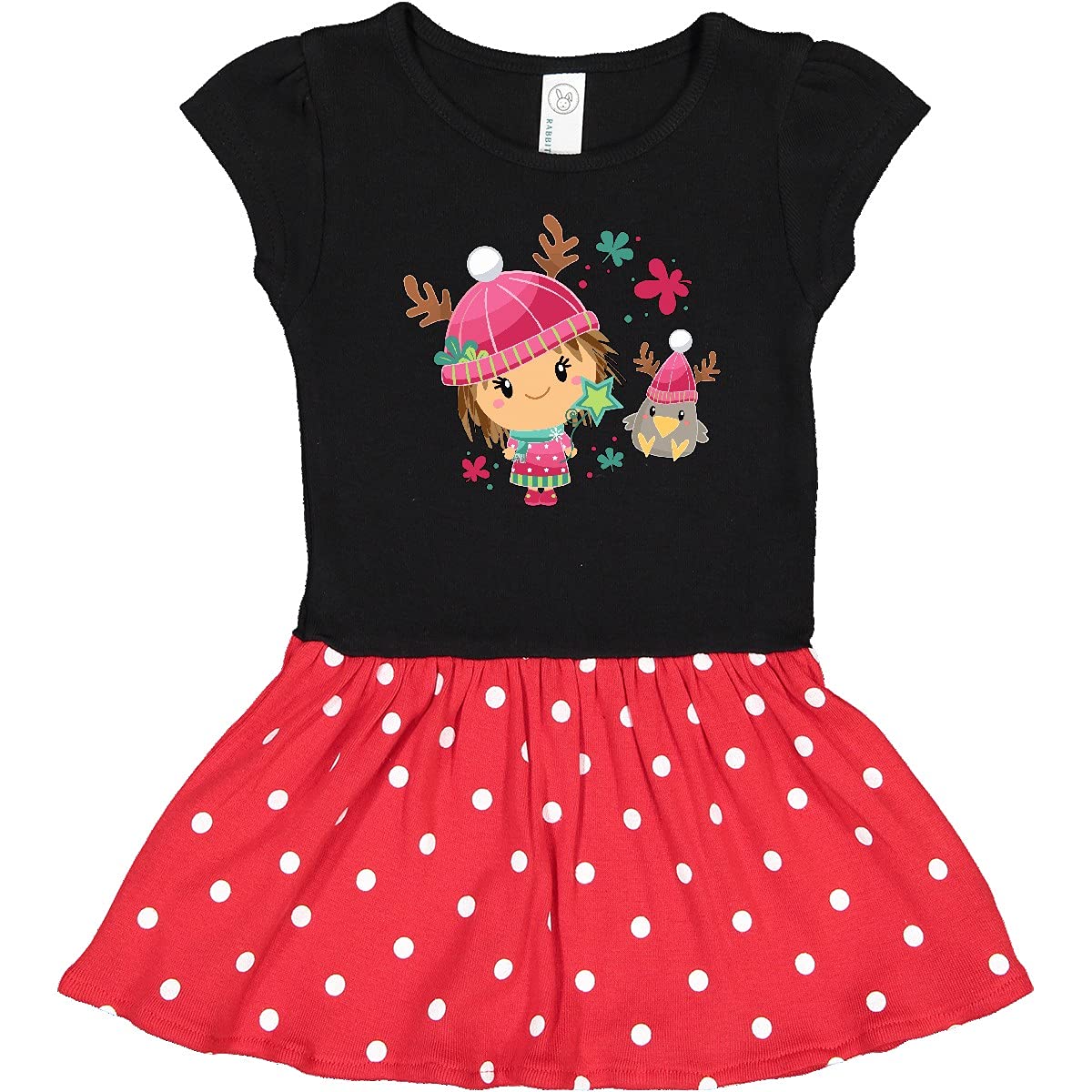 Inktastic Adorable Winter Christmas Infant Dress with Girl & Crow in Hats - Perfect for Holiday Parties, Family Photos & Festive Outfits