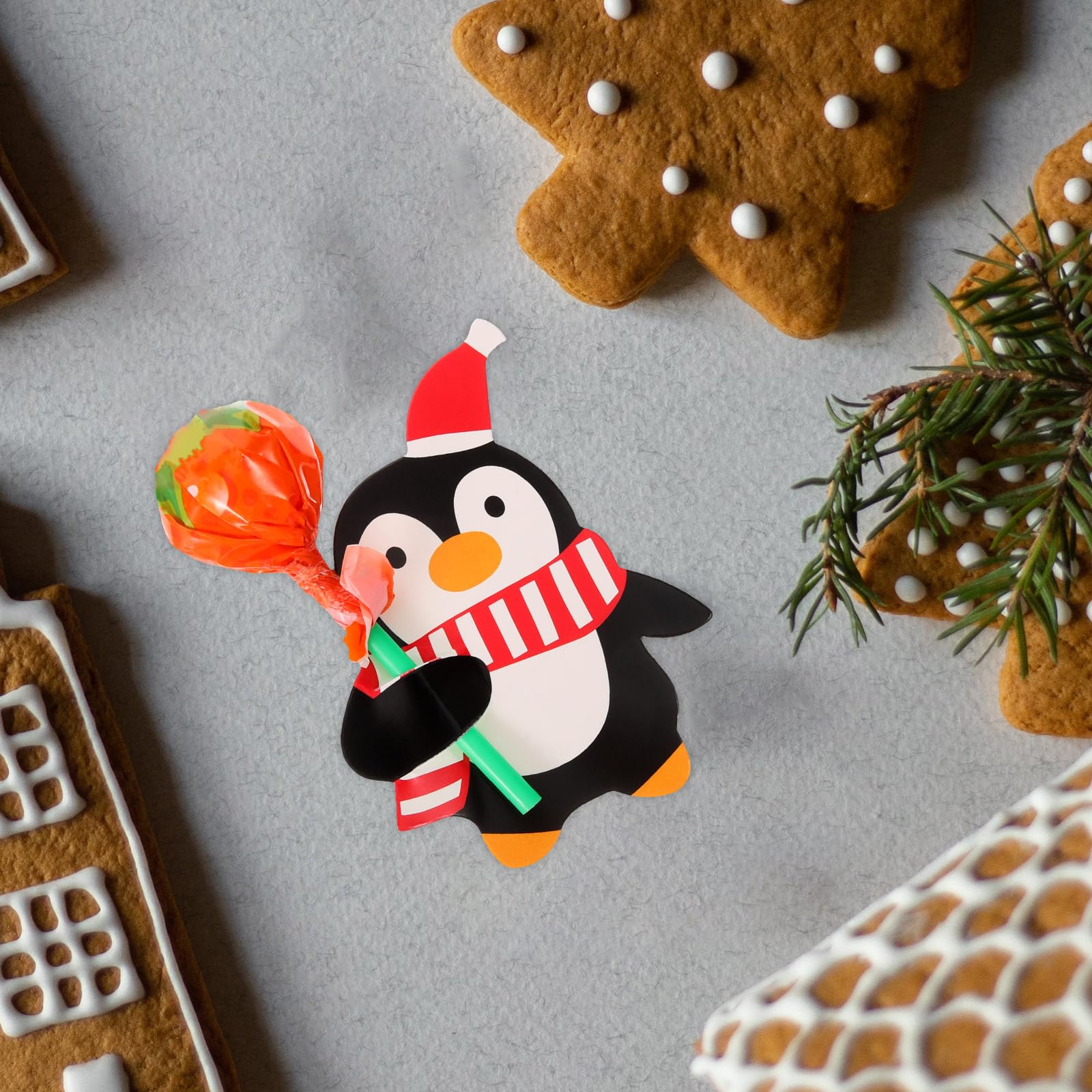 150pcs Christmas Lollipop Paper Cards - Santa Penguin Deer Cartoon Candy Holder Decorations for Holiday Parties, DIY Crafts & Gift Wrapping