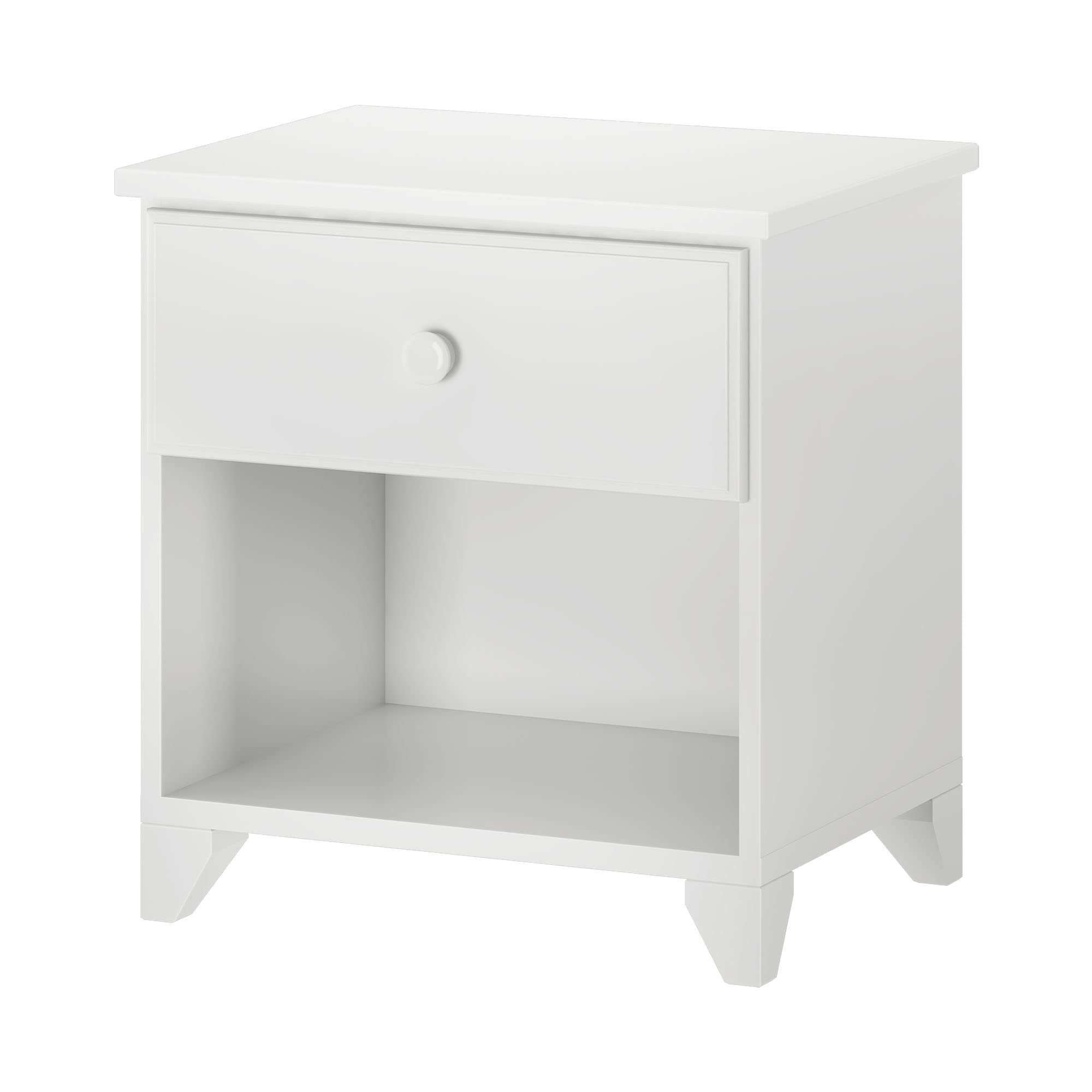 Max & Lily Classic White Wood Nightstand with 1 Drawer - Kids Bedside Table, Small End Table for Bedroom - Perfect for Nursery, Kids Room or Guest Room Storage