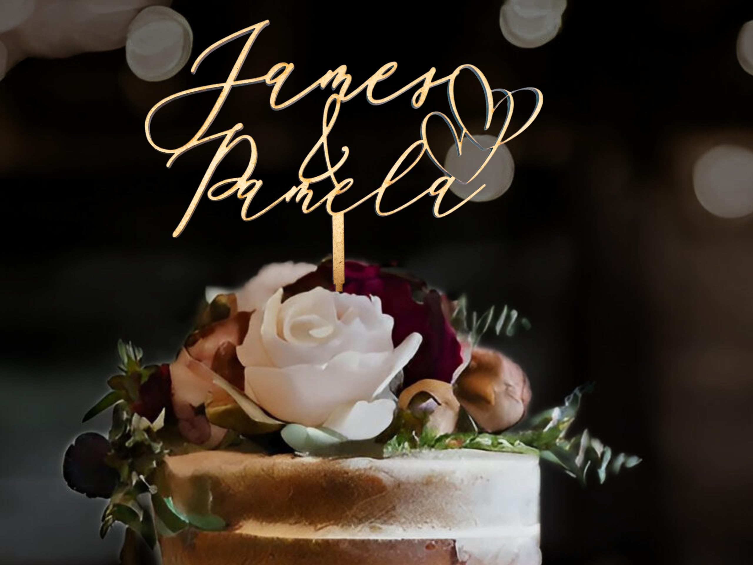 Custom Wedding Cake Topper - Personalized Bride & Groom Name Cake Topper for Engagement & Wedding Cakes - Unique Wedding Gift for Couples - Perfect for Anniversary, Bridal Shower & Reception Decor