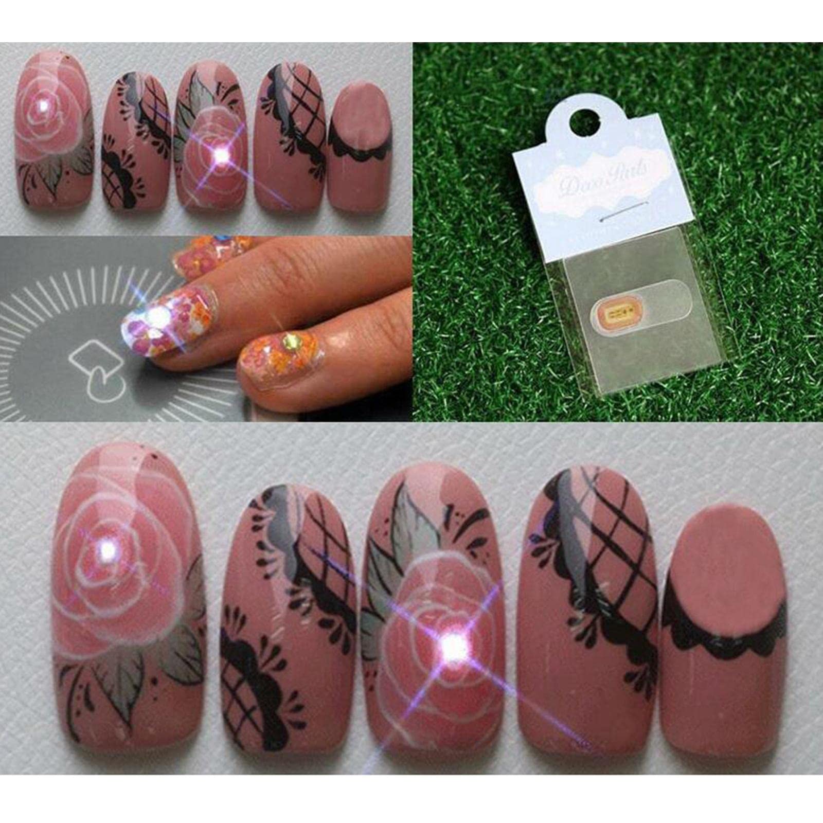 2Pcs NFC Chip Nail Art Stickers - Scintillating White Light Decals for Gel & Acrylic Nails | DIY Manicure Accessories | Perfect for Parties, Weddings & Special Occasions