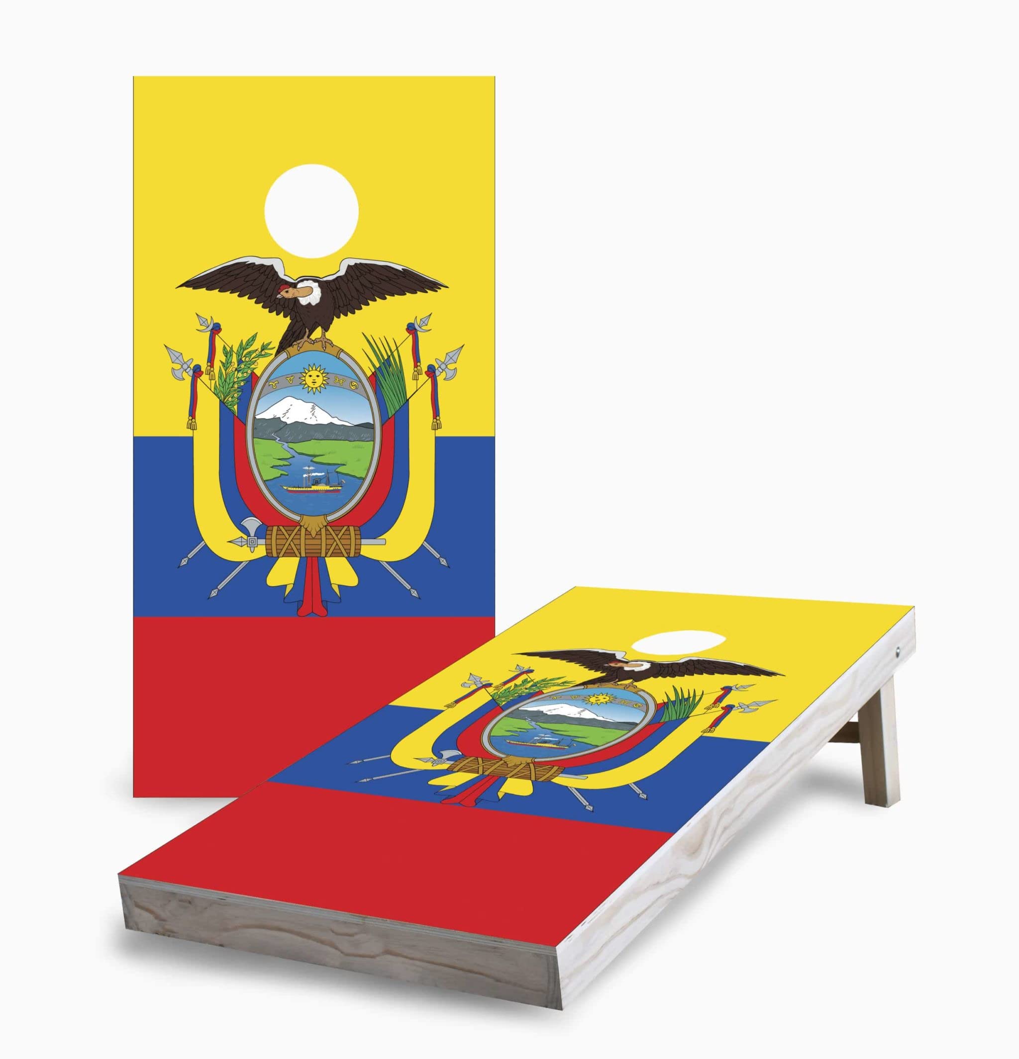 Ecuadorian Flag Cornhole Game Set with 2 Boards & 8 Bags - Outdoor Lawn Tailgate Party Game for Backyard, BBQ, Picnic, and Beach Fun
