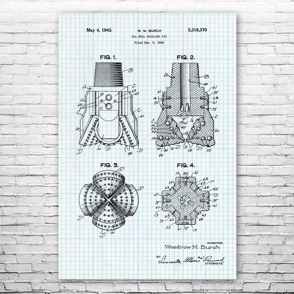 Oil Well Drill Bit Poster Print - Premium 12x18 Inch Rig Worker & Roughneck Gift for Petroleum Engineers, Contractors & Consultants - Perfect for Office Decor, Man Cave, or Industrial Themed Spaces
