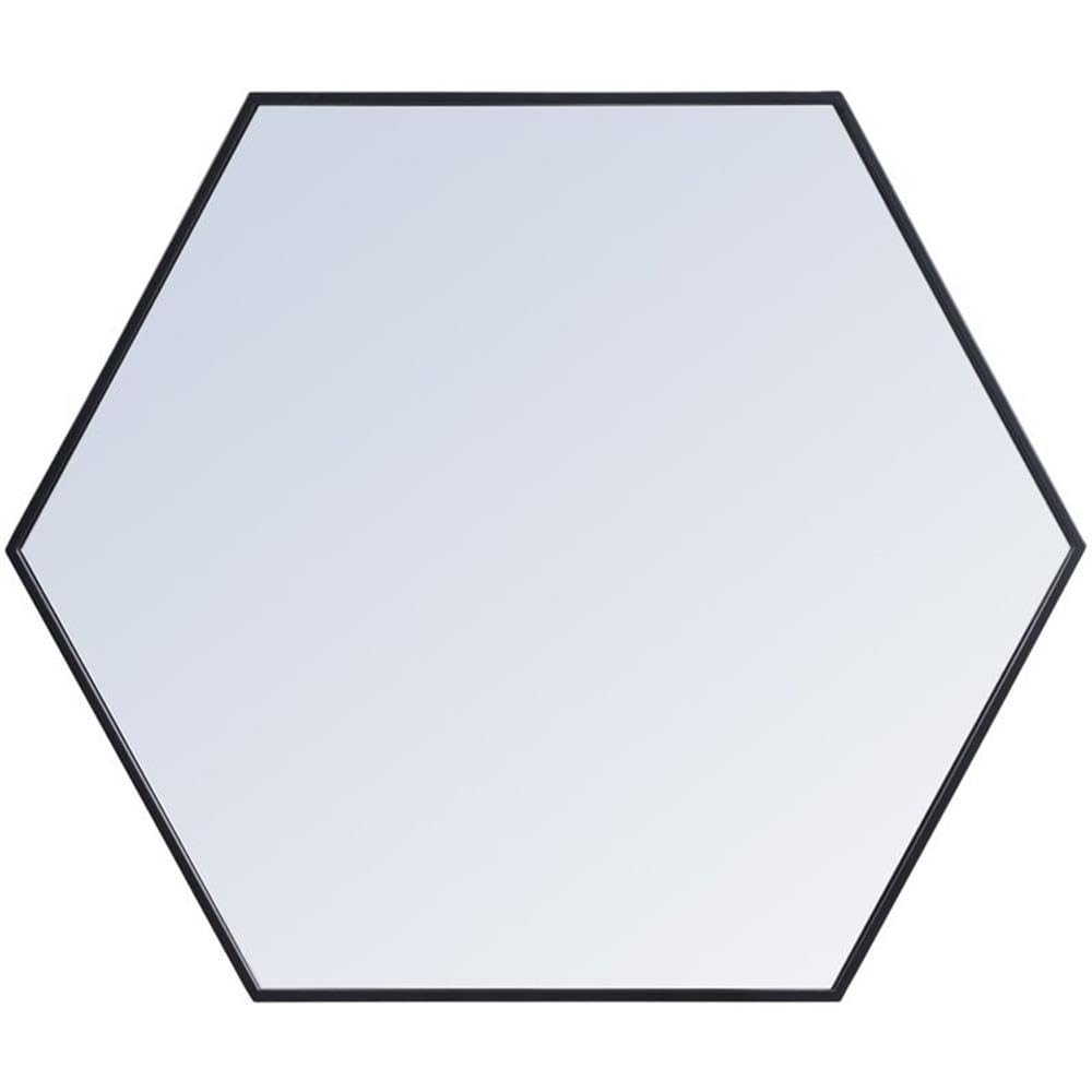 Black Hexagonal Metal Frame Mirror 32