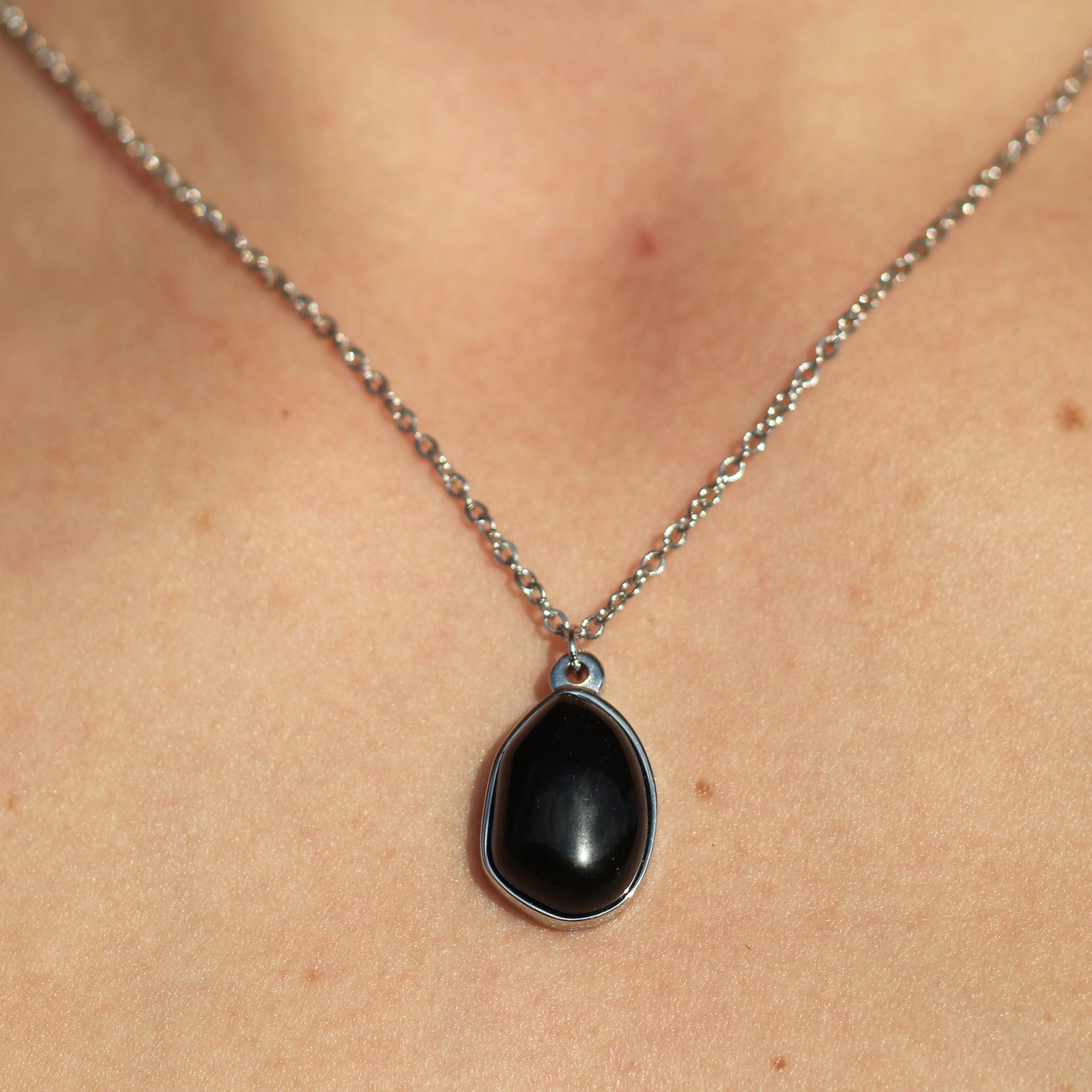 Obsidian Drop Necklace - Elegant Black Gemstone Pendant for Women | Perfect for Everyday Wear, Meditation & Spiritual Healing