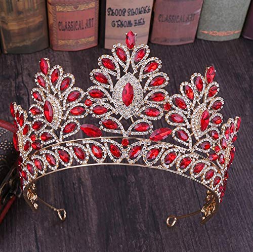 Vintage Bridal Headband Tiara Crown - Pink Crystal Queen Wedding Hair Jewelry for Bride, Pageant & Bridal Accessories (Red Metal) - Perfect for Weddings, Prom, Pageants & Special Occasions