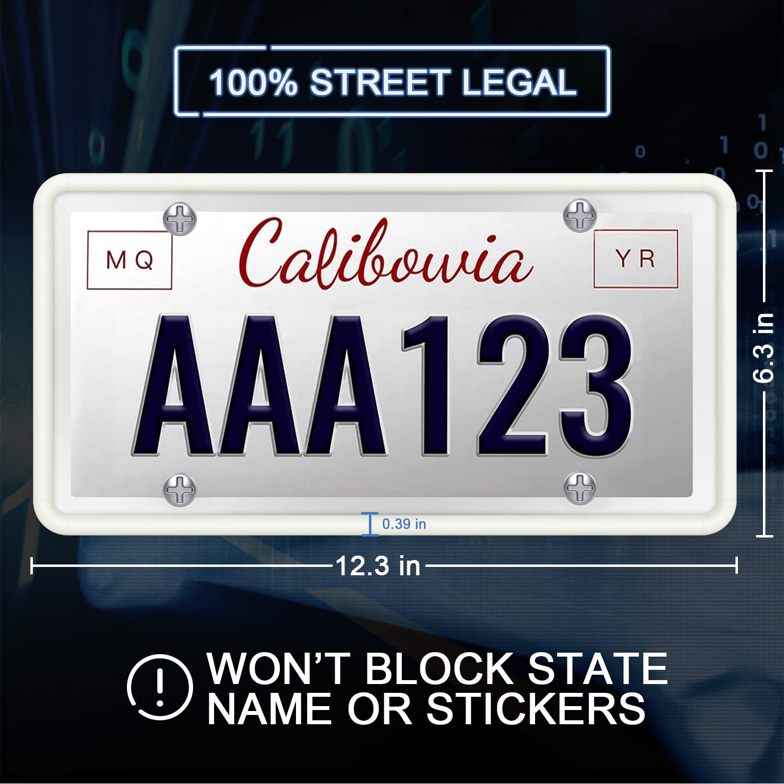 2 Pack Silicone License Plate Frame - Front & Back Rustproof Cover Holder for US/CA Cars - Anti-Rattle, Weatherproof - Includes 2 Bonus Water Coasters (White/Grow) - Perfect for Car Enthusiasts & Outdoor Protection