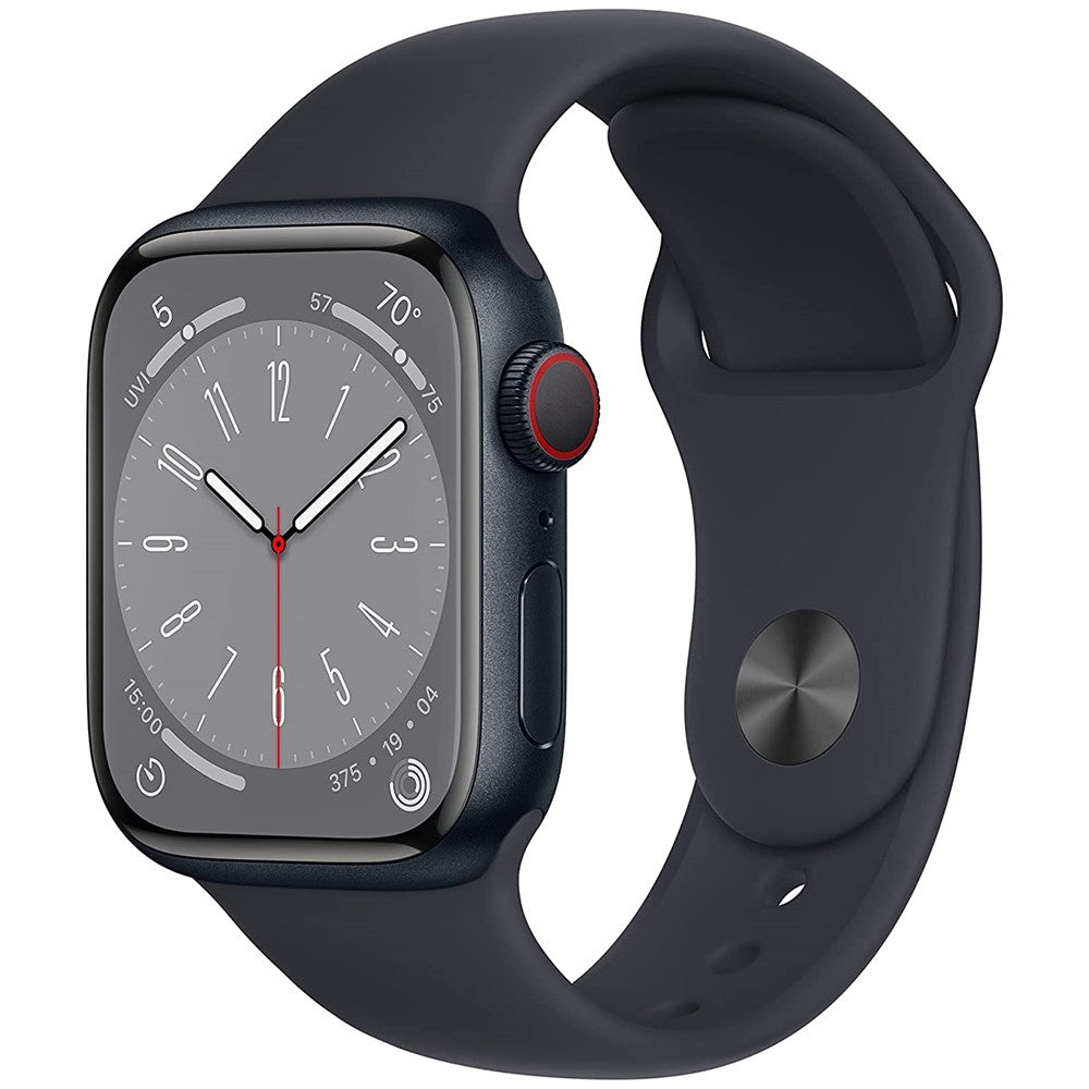 Apple Watch Series 8 45mm GPS + Cellular Unlocked Smartwatch - Midnight Aluminum Case (Renewed) | Fitness Tracker, Heart Rate Monitor, Sleep Tracking for Workouts & Daily Use