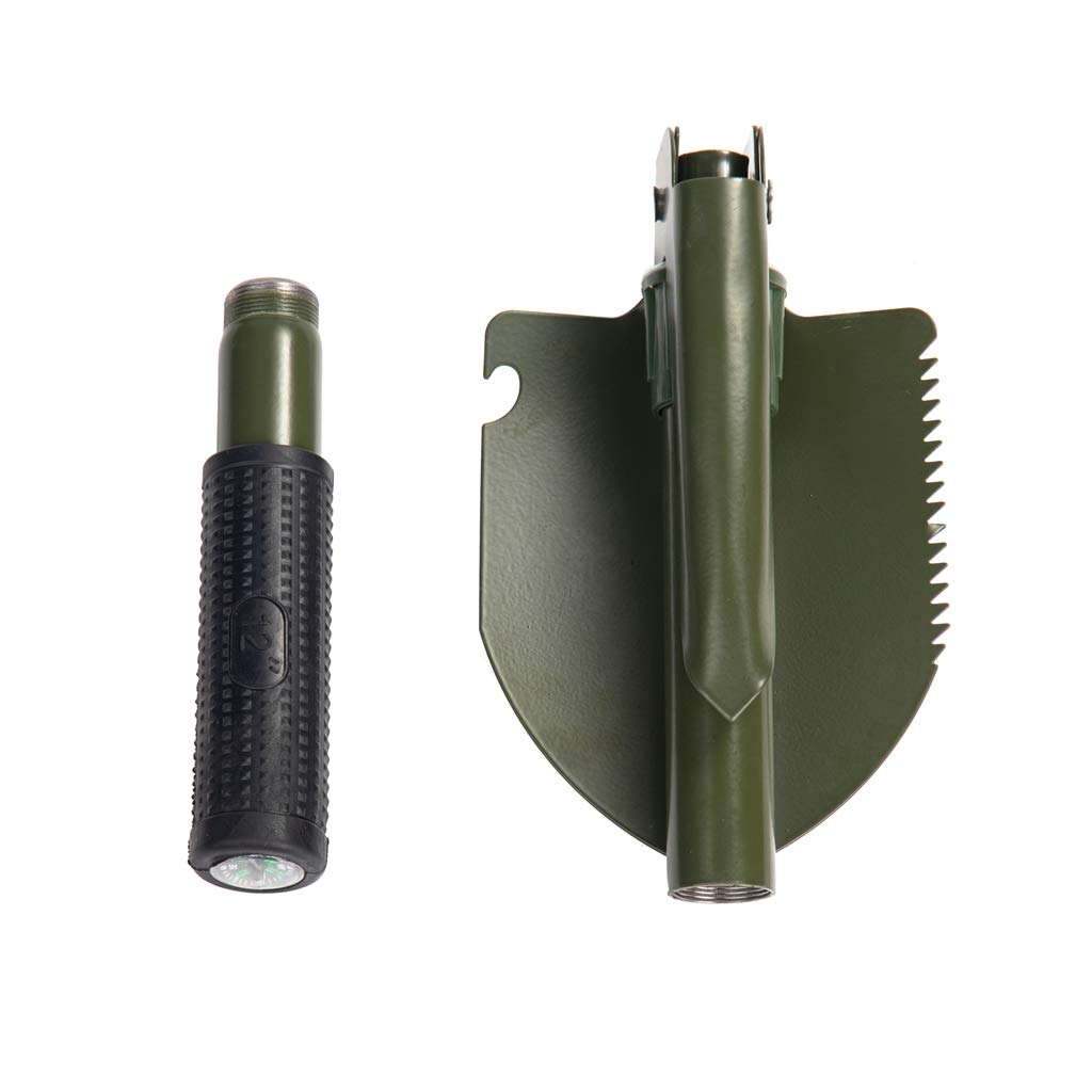 Military Camping Shovel - Portable Folding Shovel with Metal Handle & Carrying Pouch, Survival Gear Entrenching Tool for Gardening, Camping, Trekking, Fishing, Backpacking & Snow Removal (Green) - Perfect for Outdoor Adventures, Emergency Preparedness & Yard Work