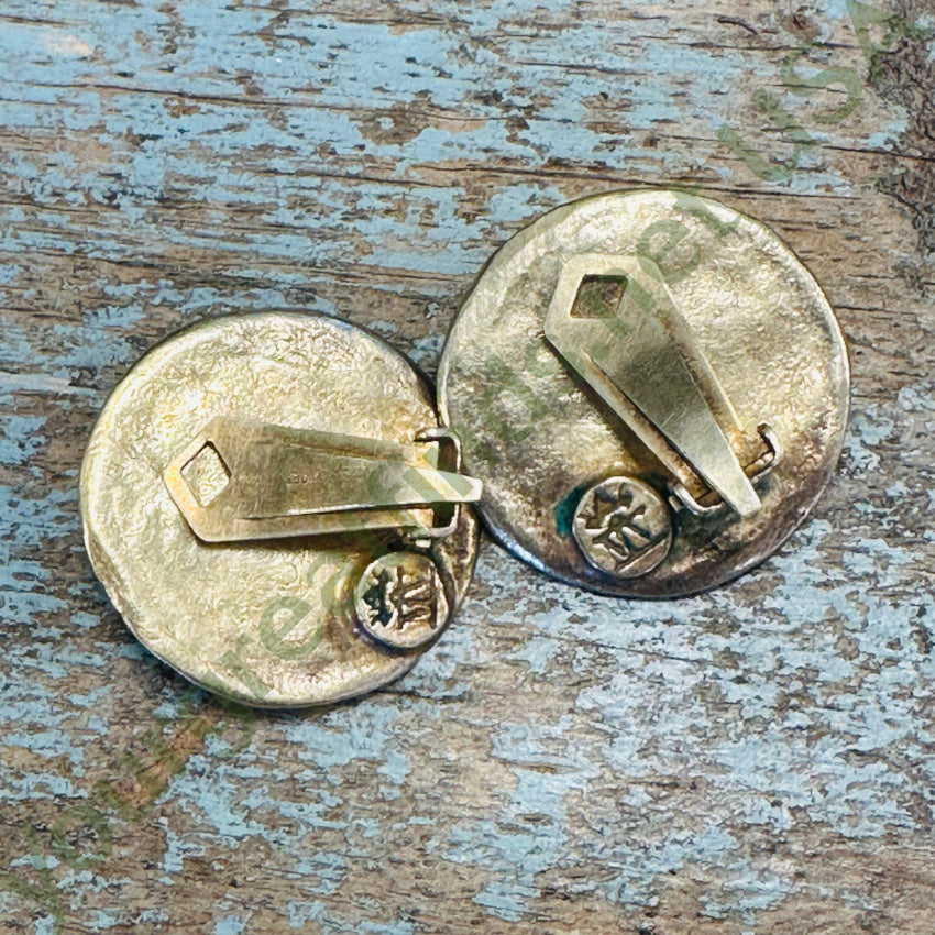 Vintage Gold Over Sterling Silver Medallion Clip Earrings - Italian Handmade Jewelry for Women - Perfect for Parties, Weddings & Special Occasions